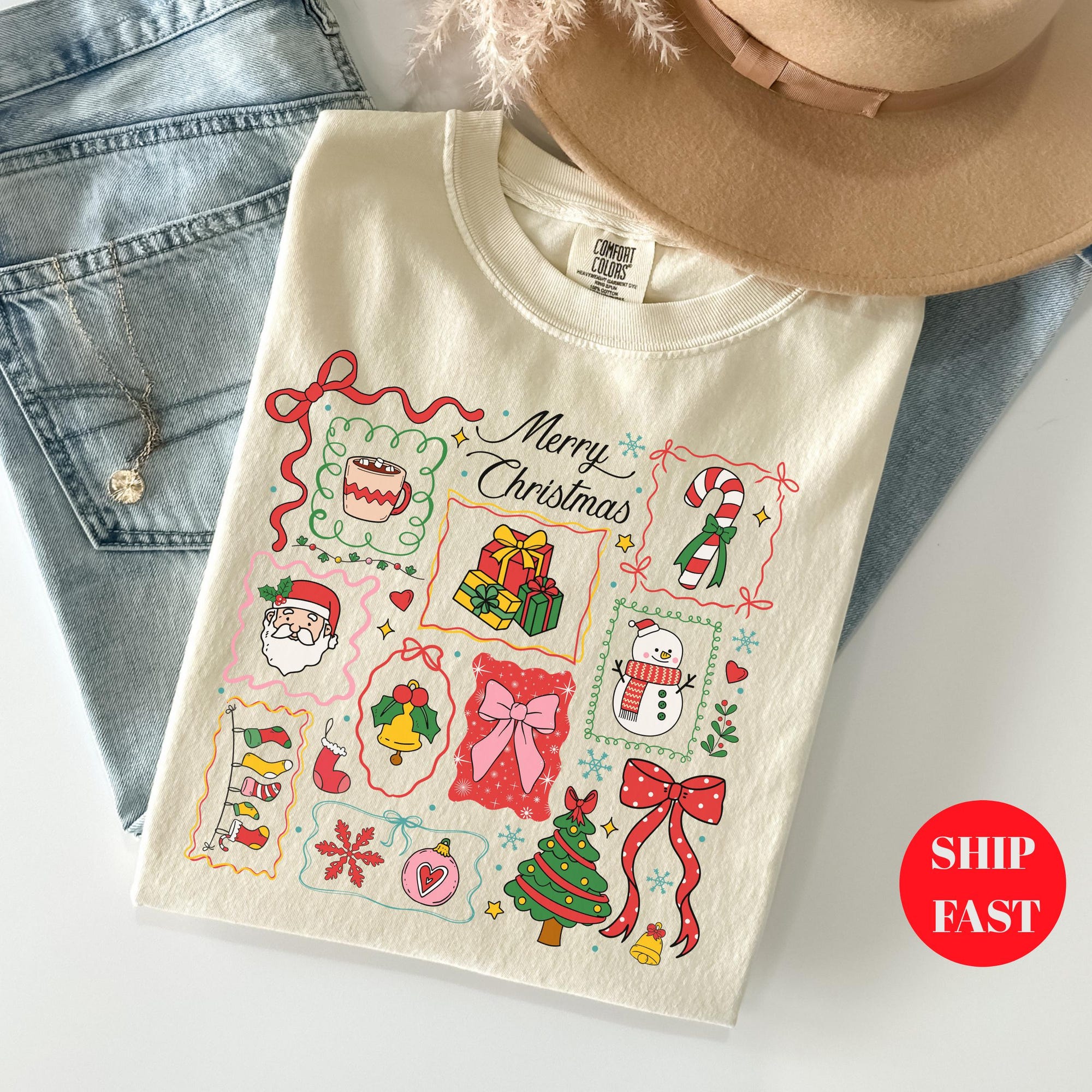 Christmas Xmas Shirt, Christmas Trees Shirt, Tis The Season Tshirt, Womens Holiday Tees, Christmas Santa Tees,Christmas Gift Comfort Colors®