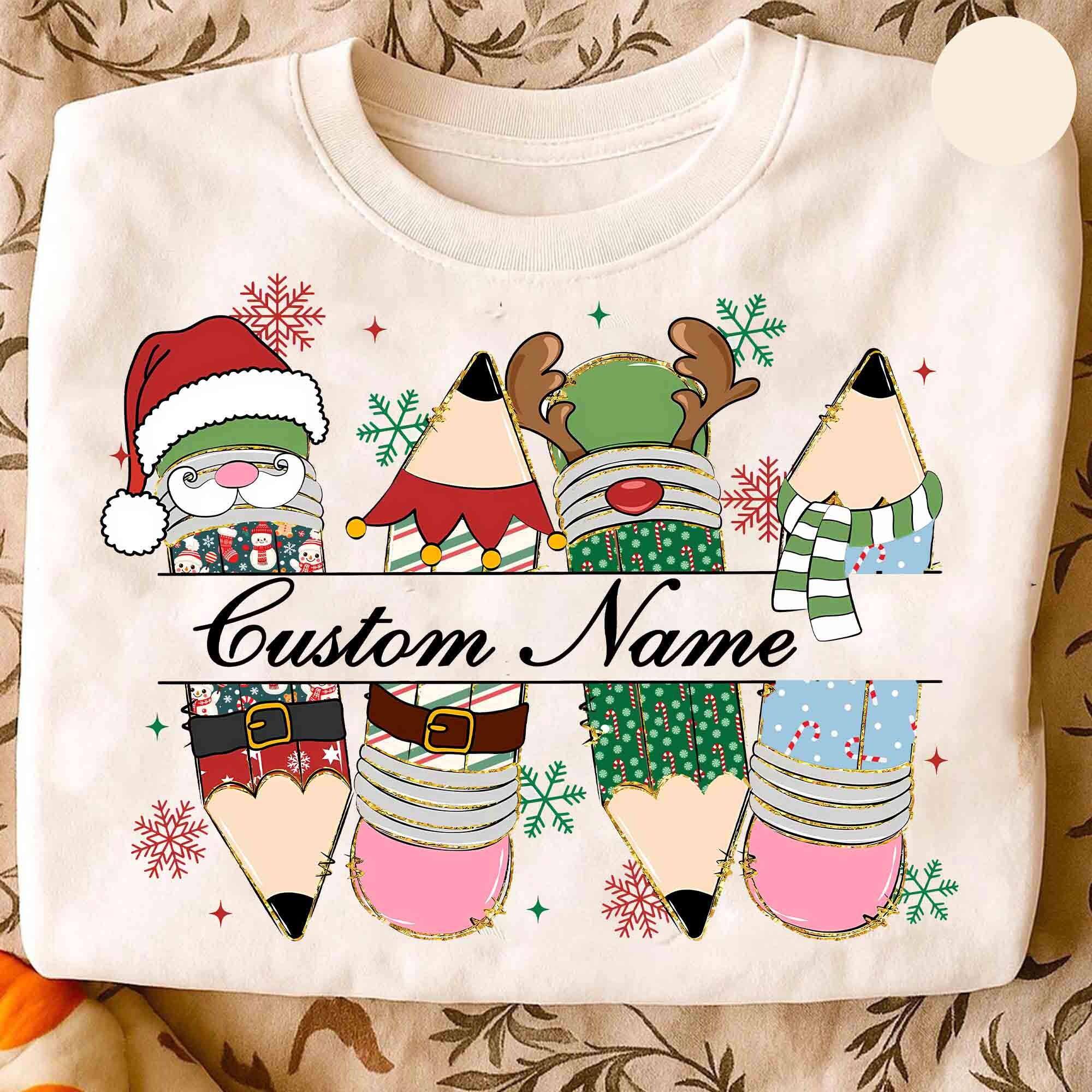 Custom Christmas Teacher Shirt, Christmas Gift For Teacher, Teaching Pencil, Teachers Day, Teachers Life Shirt, Teacher Bookish Christmas