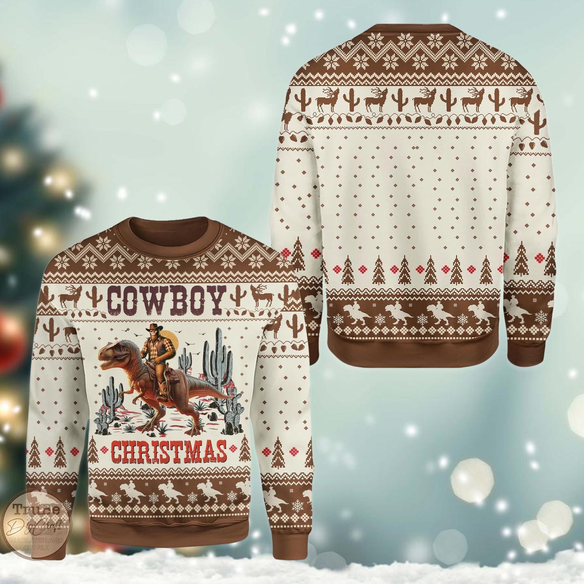 Cowboy Bigfoot Ugly Sweater, Funny Cowboy Christmas Sweater, Howdy Cowdy Sweater, Western Style Outfit, Cowboy Lovers Gift,Holiday Eve