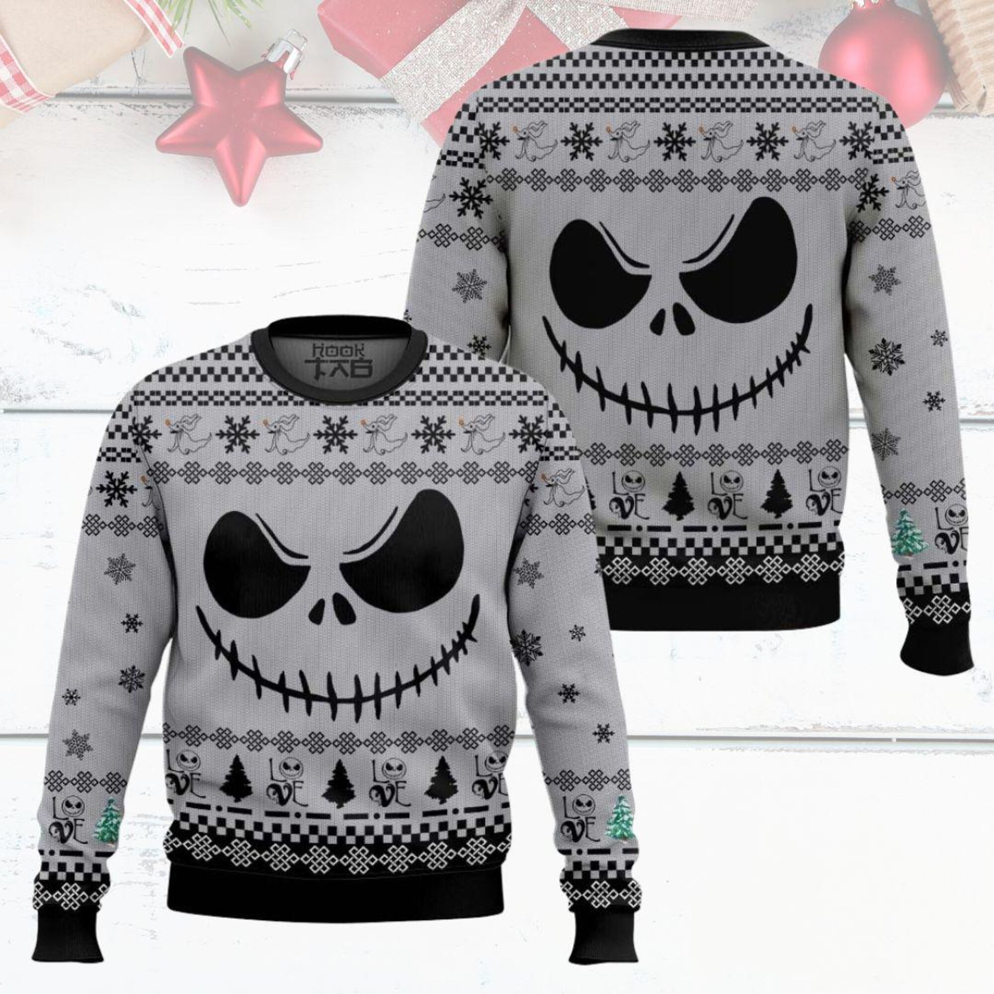 Christmas Jack Skellington Ugly Sweater, Nightmare Skeleton Sweater, Skeleton Face Xmas Sweater, Nightmare Christmas Gift For Men Women