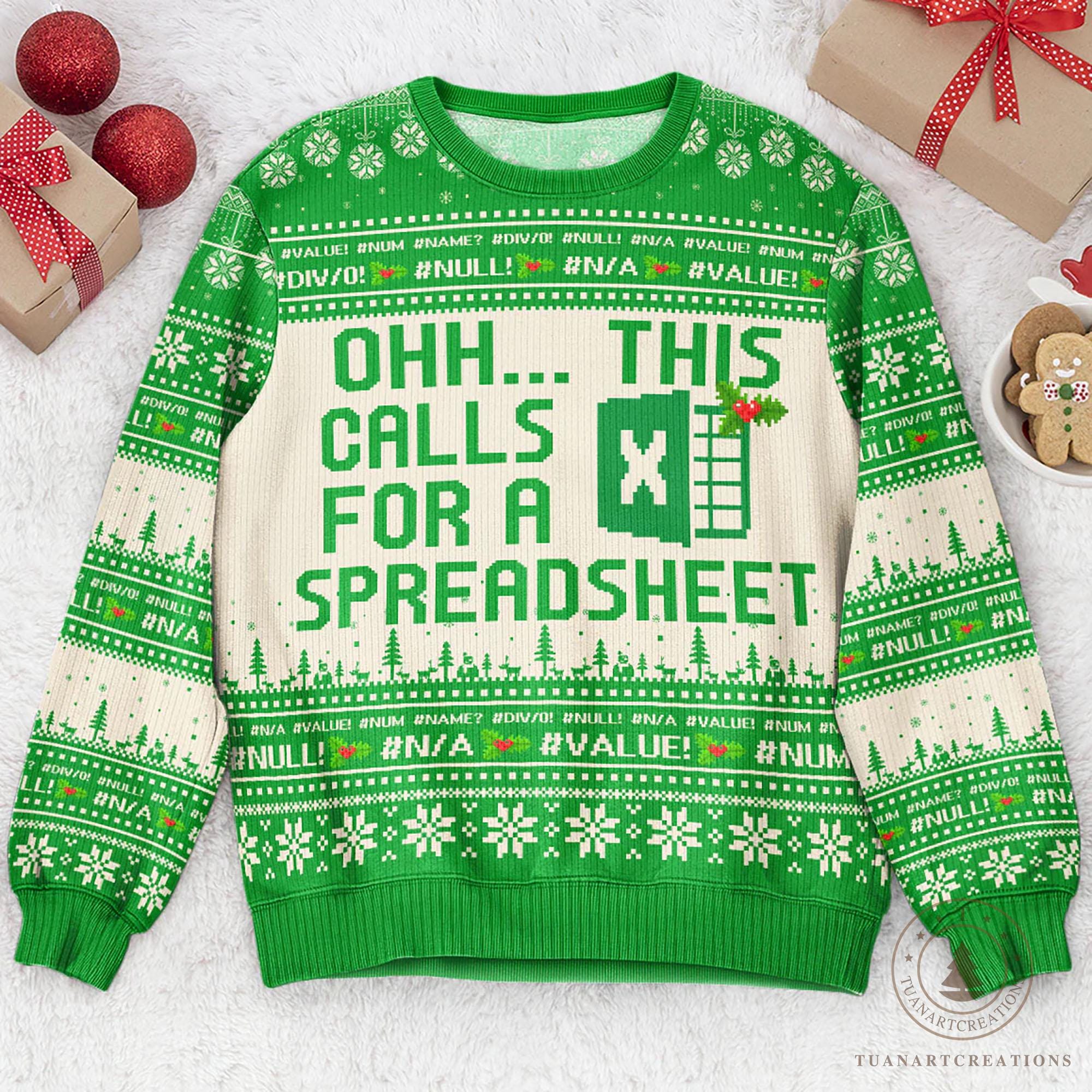 il_2000xN.7260835682_6ez3.jpg This Calls For A Spreadsheet Ugly Sweater, Humorous Christmas Shirt for Coworkers, Boss Holiday Gift, Funny Office Attire