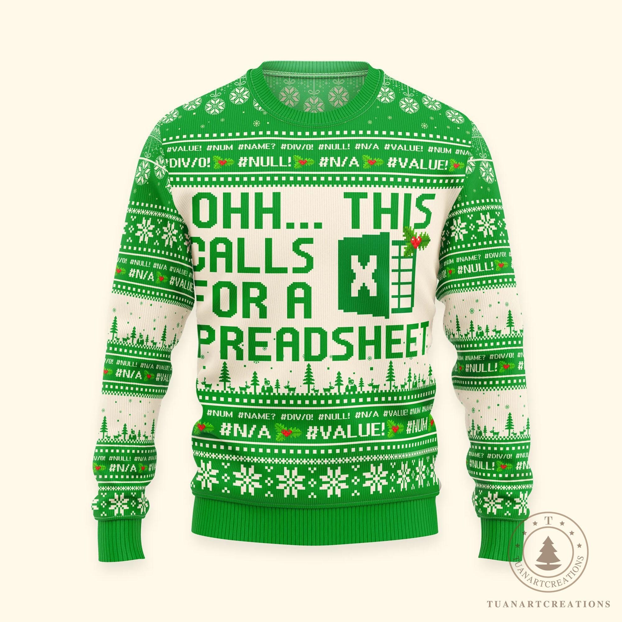 il_2000xN.7260835704_1l5p.jpg This Calls For A Spreadsheet Ugly Sweater, Humorous Christmas Shirt for Coworkers, Boss Holiday Gift, Funny Office Attire
