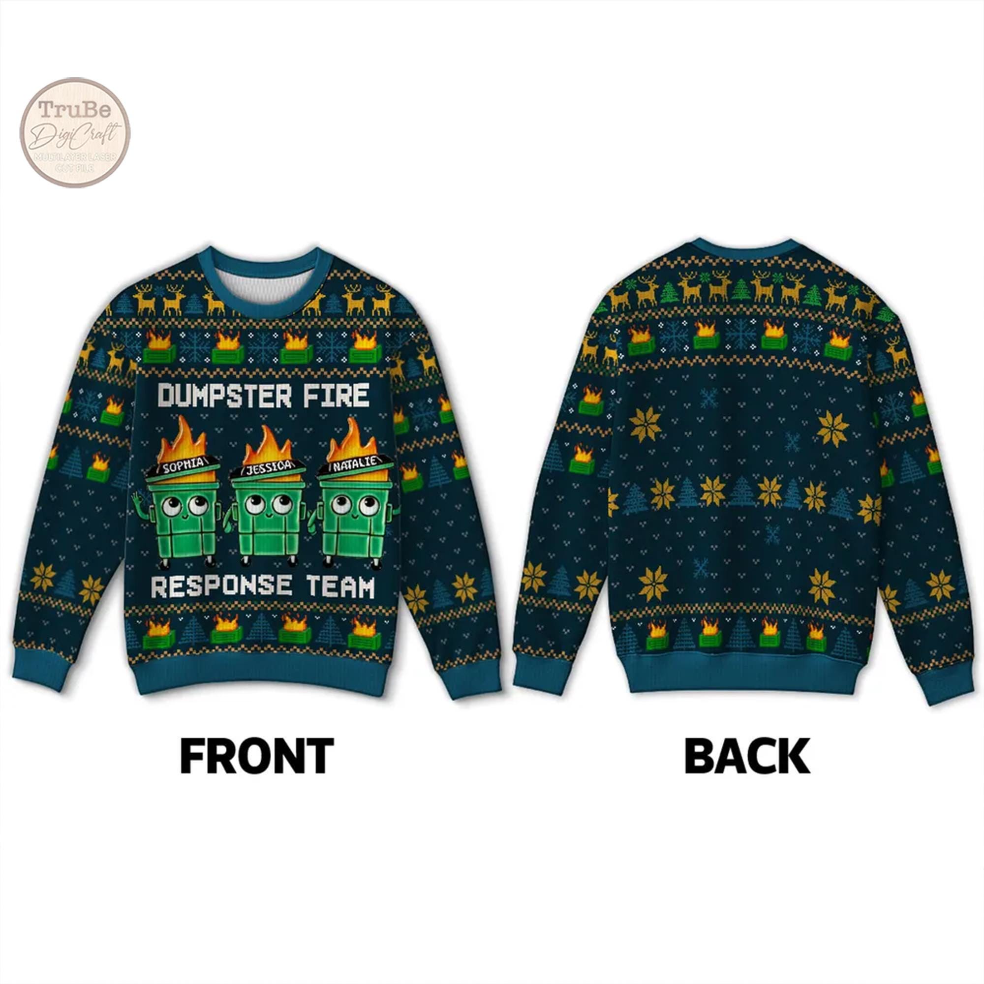 il_2000xN.7262391087_anbb.jpg Personalized Dumpster Fire Faux Knitting Ugly Sweater , I'm Fine Everything Is Fine Christmas Sweater, Funny Christmas Gift, Xmas Costume