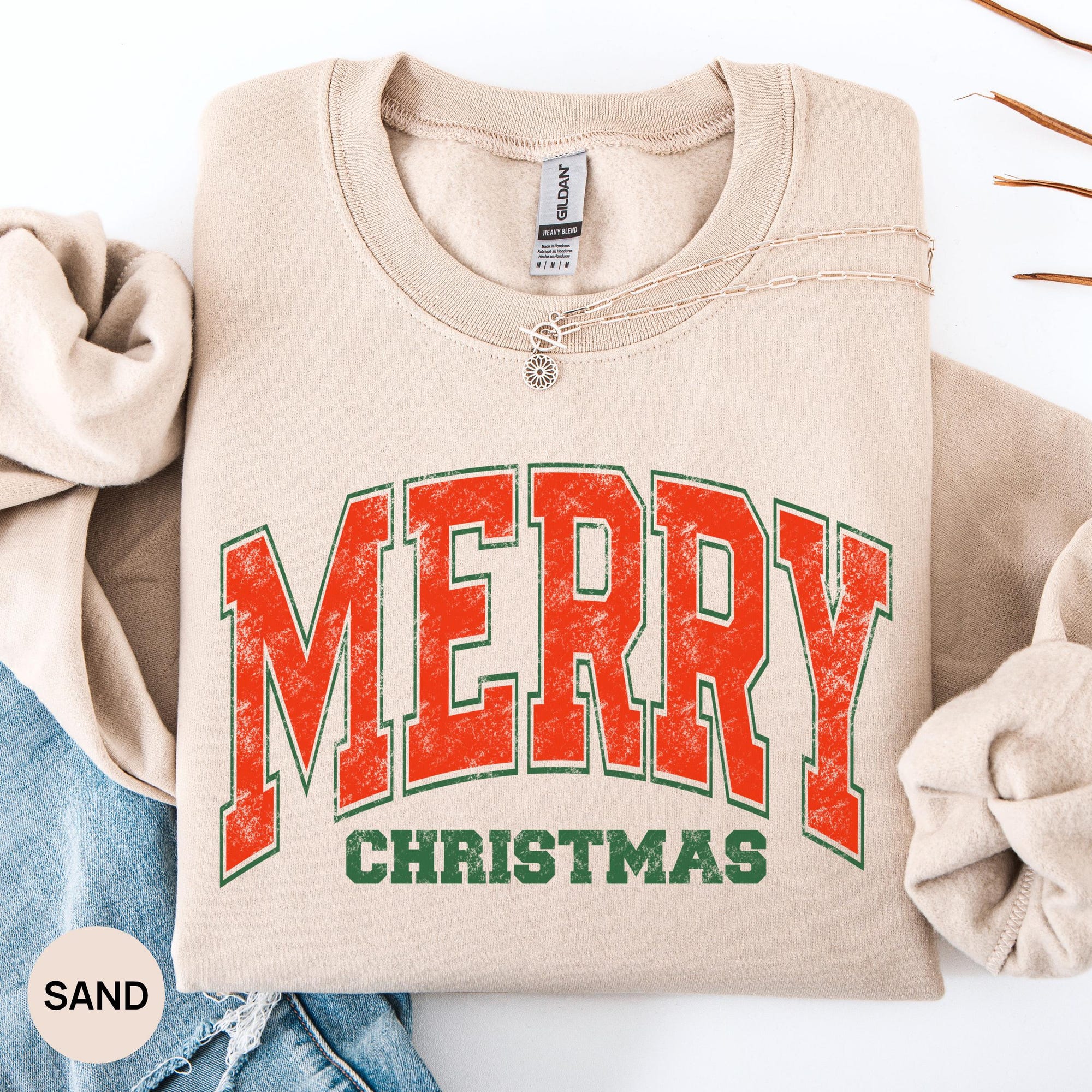 Retro Merry Christmas Sweatshirt, Merry Christmas Family Hoodie, Womens Holiday Shirt, Merry Christmas Varsity Text Gift Shirt
