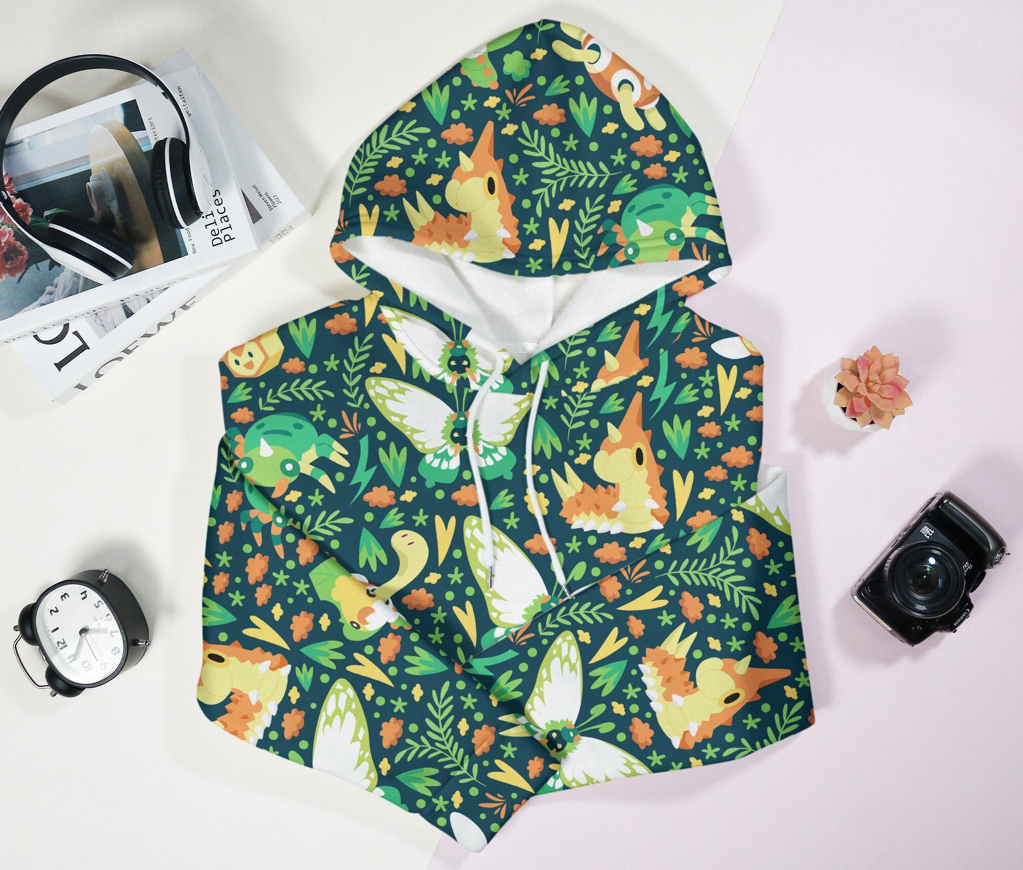 Shuckle and Butterfree Hoodie, Kawaii Graphic Hoodie, Cute Unisex Hoodie, Funny Sweatshirt, Trendy Crewneck Hoodie Gift