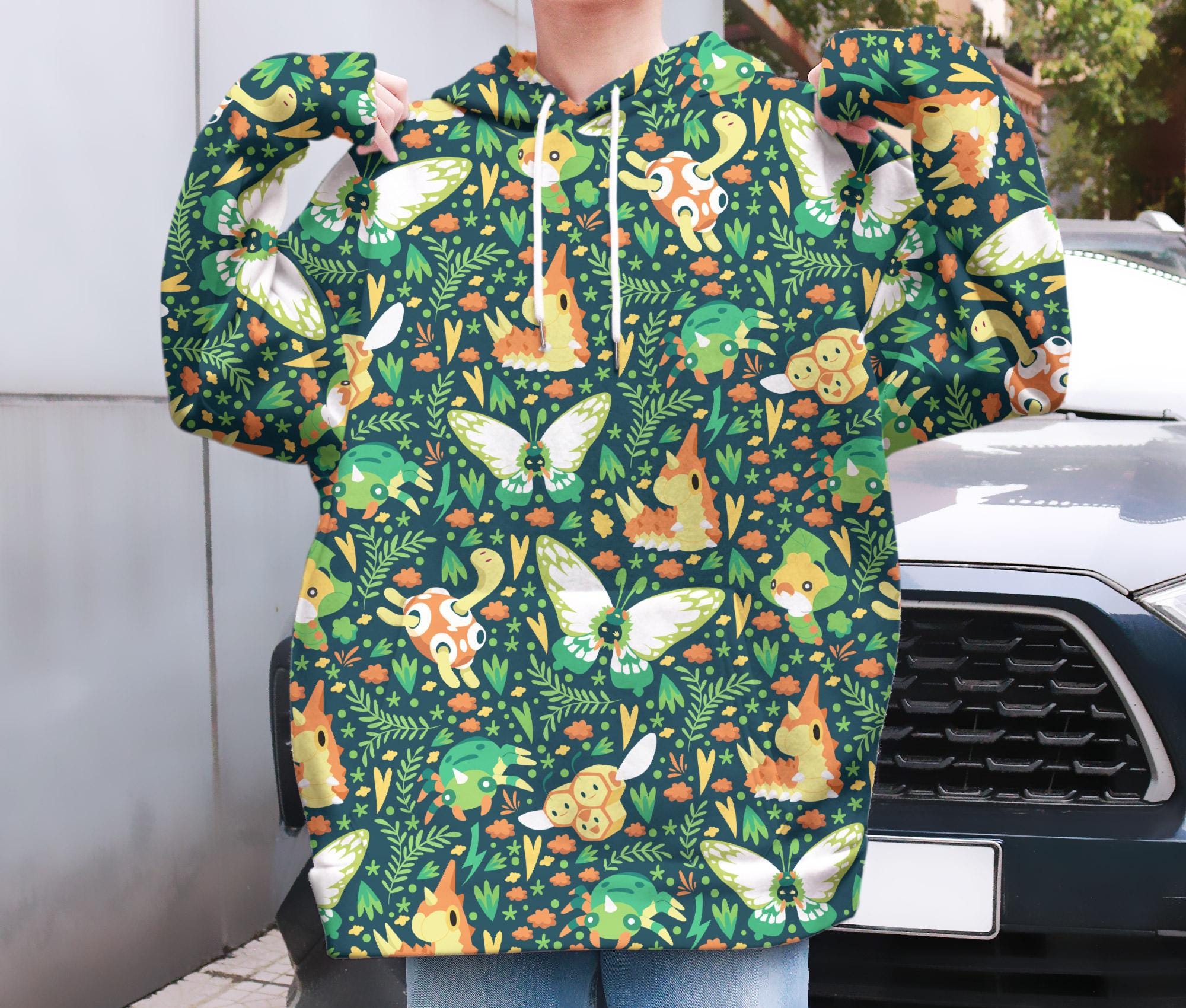 il_2000xN.7262814997_fqrn-3.jpg Shuckle and Butterfree Hoodie, Kawaii Graphic Hoodie, Cute Unisex Hoodie, Funny Sweatshirt, Trendy Crewneck Hoodie Gift