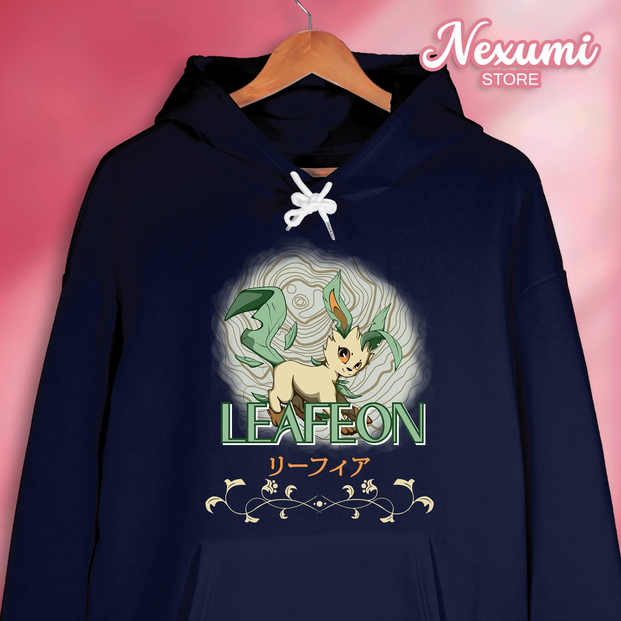 il_2000xN.7262960088_oy8z-2.jpg Leafeon Hoodie Sweatshirt: Eeveelutions Anime Sweatshirt - Comfort Colors Unisex Manga Video Game Fan Gift Style Sweatshirt