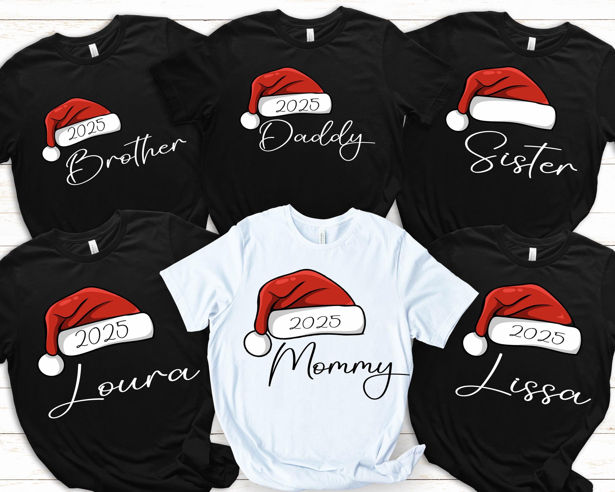Personalized Santa Hat Christmas Shirt: Matching Family Holiday Tees