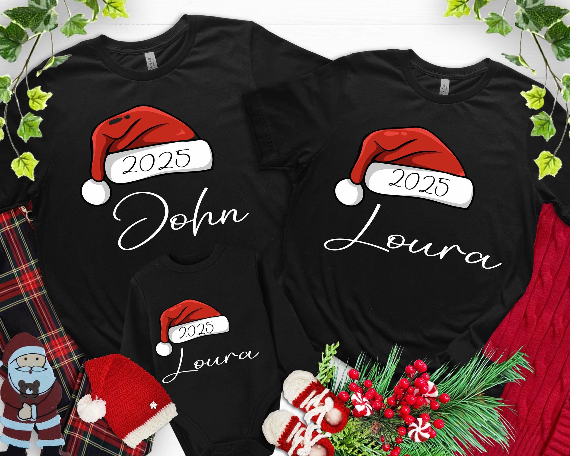 il_2000xN.7262997210_e4q3.jpg Personalized Santa Hat Christmas Shirt: Matching Family Holiday Tees