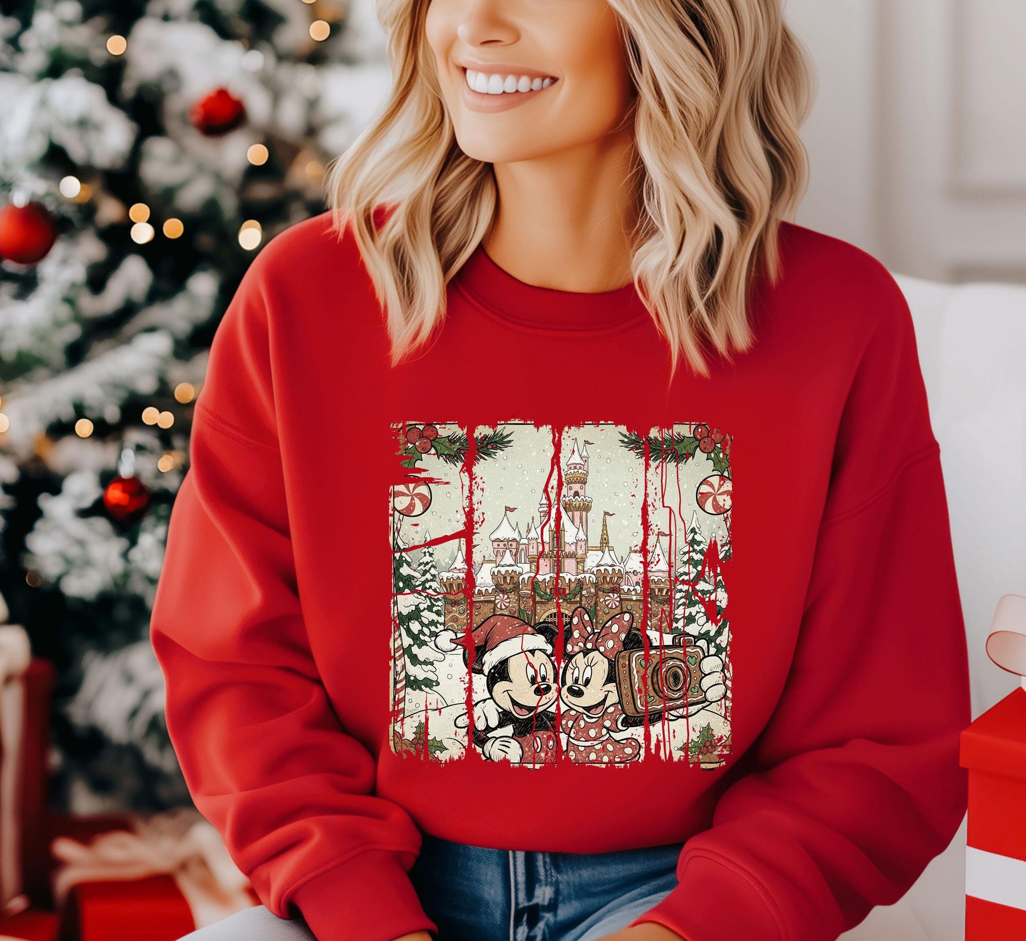 Retro Mickey And Minnie Christmas Sweatshirt, Disney Christmas Trip Sweatshirt, Magic Kingdom Xmas Sweatshirt, Disney Xmas Family Matching
