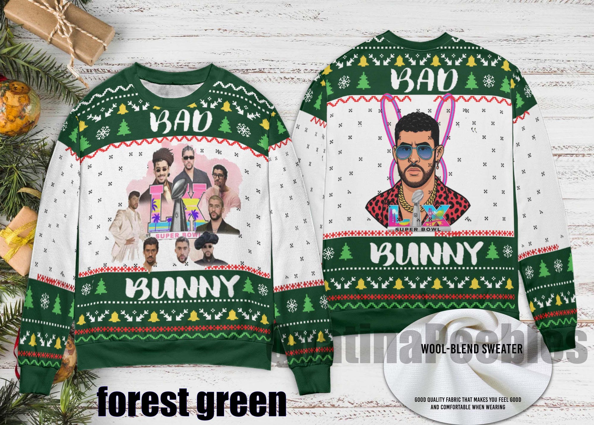 Bad Bunny Bowl 2026 Halftime Show Christmas Sweater, Bad Bunny Ugly Christmas Sweater, Benito Bowl Sweater for Family,Christmas Ugly Sweater