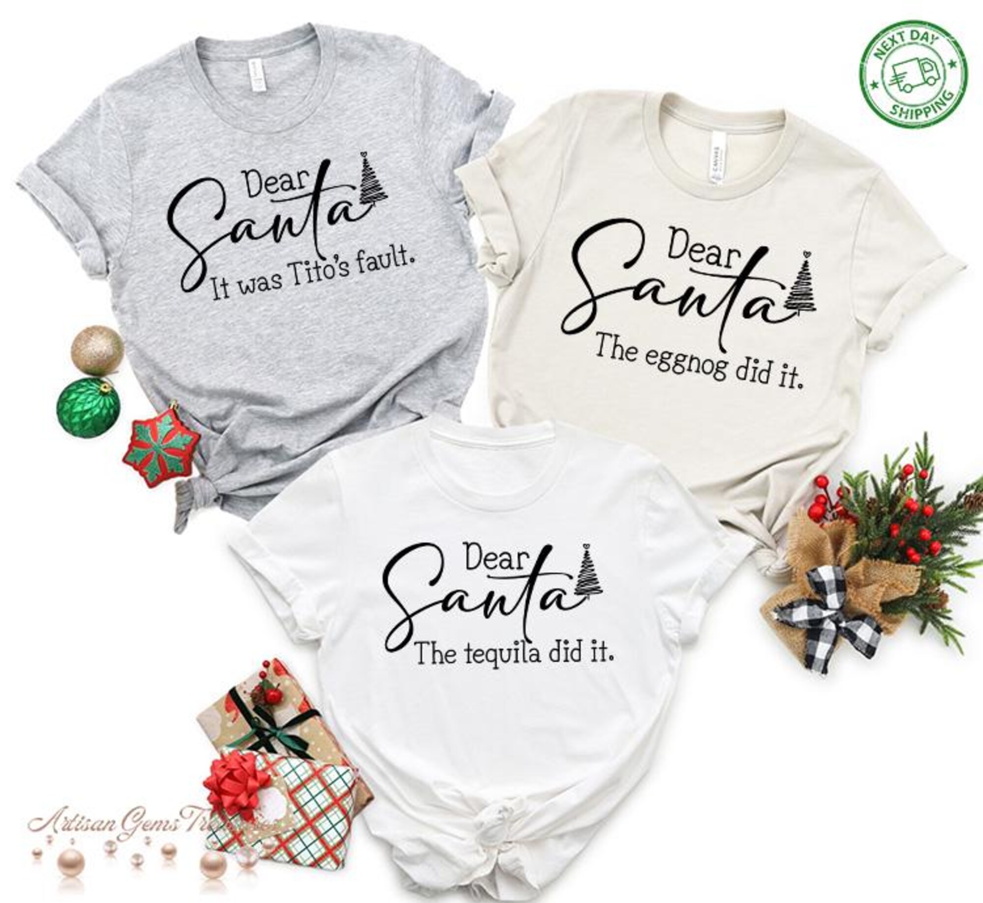 il_2000xN.7263786568_dehm.jpg Dear Santa Matching Family Shirts, Funny Christmas T-Shirts, Holiday Graphic Tees, Custom Xmas Outfit for Couples & Kids, Santa Gift Idea