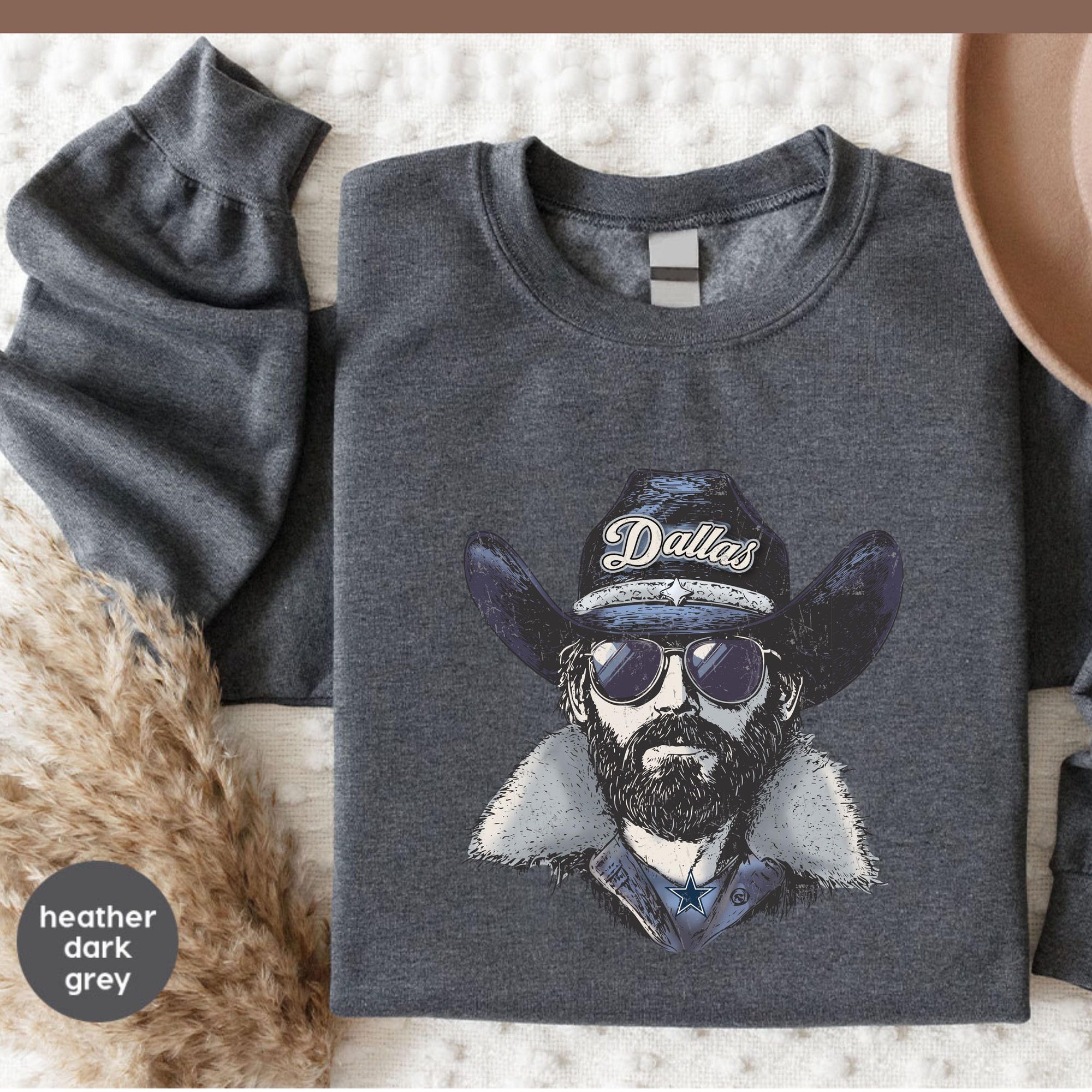 Dallas Cowboys Mascot Sweatshirt, Vintage Western Football Crewneck, Retro Game Day Pullover, Sports Fan Gift, Unisex Graphic Top