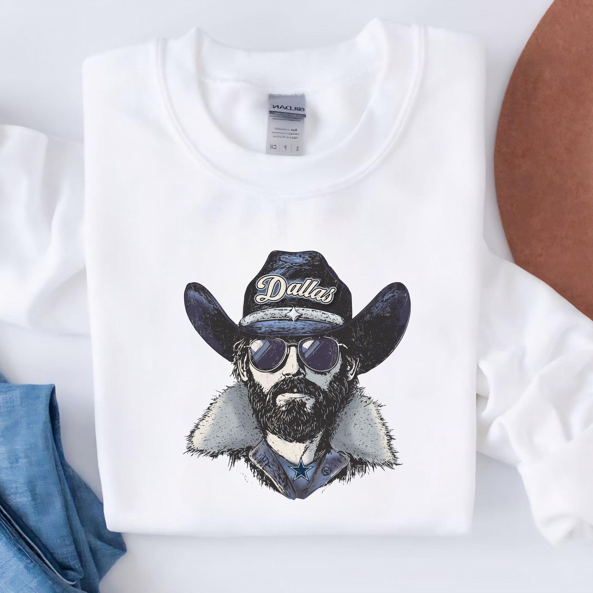 il_2000xN.7266046867_o2m0.jpg Dallas Cowboys Mascot Sweatshirt, Vintage Western Football Crewneck, Retro Game Day Pullover, Sports Fan Gift, Unisex Graphic Top