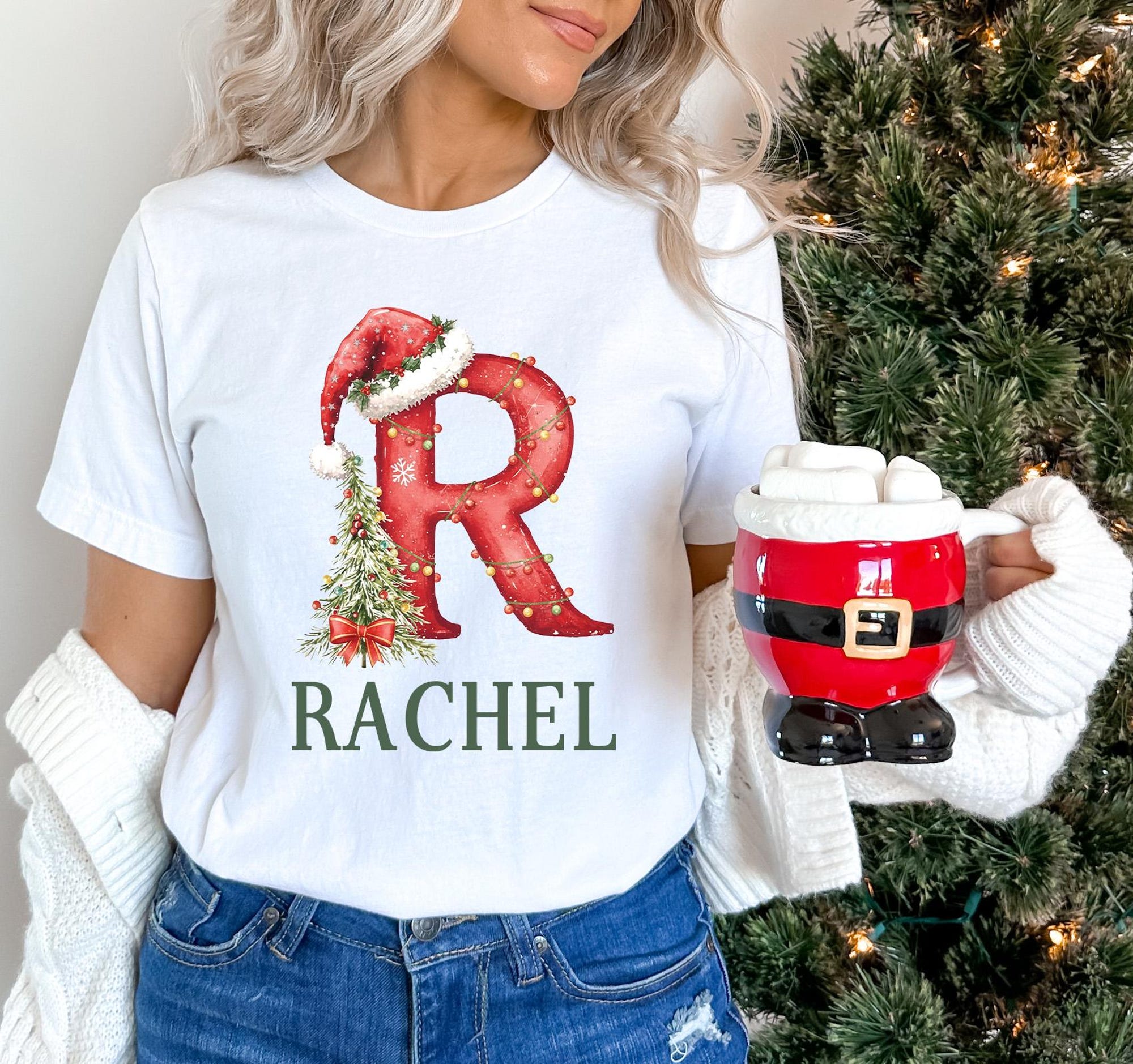 Family Christmas Shirt, Christmas Name Custom Shirt, Funny Family Xmas Pjs, Christmas Custom Letter Shirt, Personalized Christmas Family Tee
