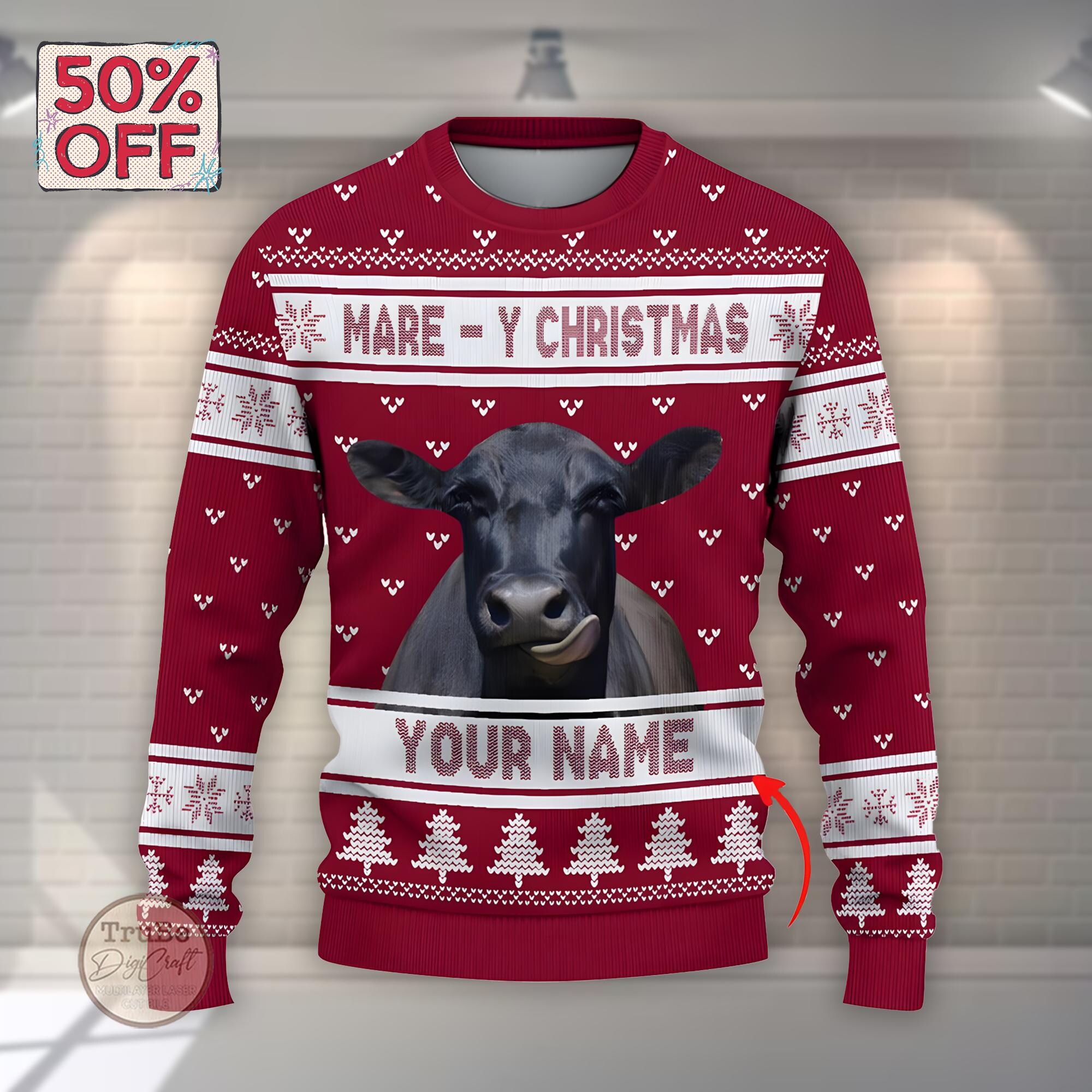 il_2000xN.7269437256_dqvv.jpg Personalized Black Angus Mare Ugly Christmas Sweater, Custom Name Black Cow Sweater, Christmas Gift for Cow Lovers, Black Angus Farmer Gifts