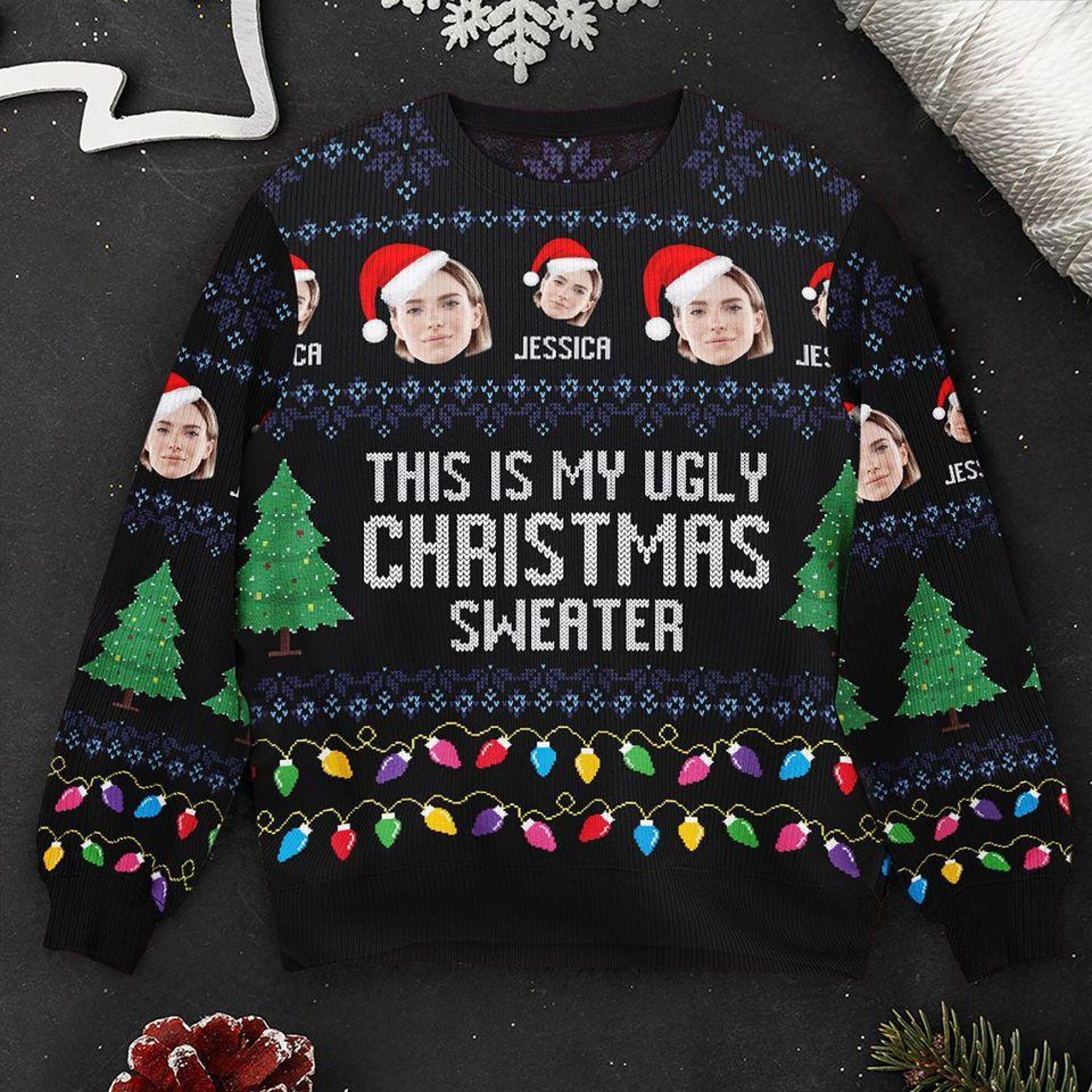 il_2000xN.7269554260_5d6n.jpg Personalized This is My Christmas Ugly Sweater, Photo Ugly Xmas Ugly Sweater, Personalized Kids Faces Family Christmas Ugly Matching Gift