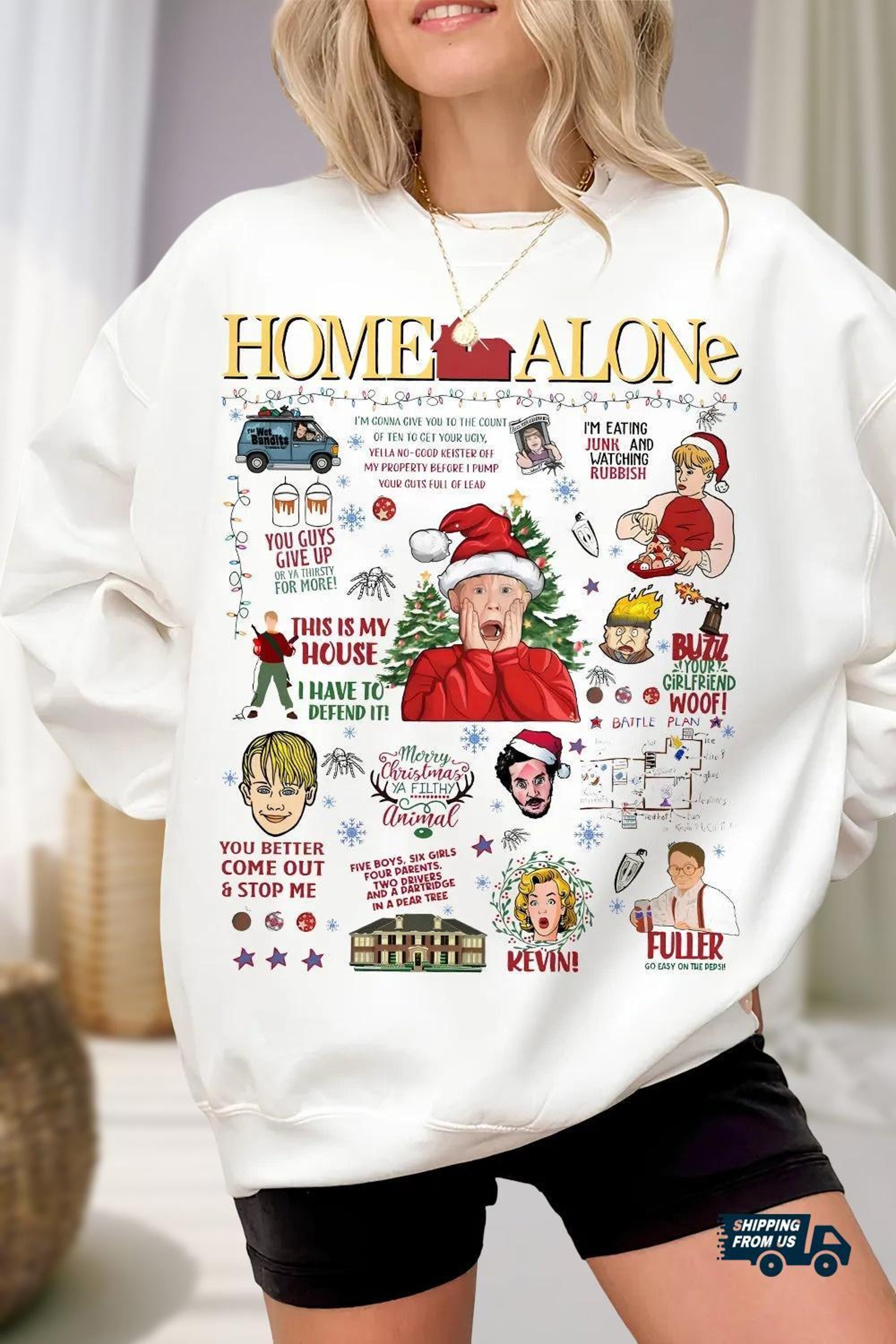 Home Alone Kevin Movie Sweatshirt, Home Alone Christmas Movie T-Shirt, Cozy Xmas Shirt, McCallister 90s Movie Shirt, Funny Xmas Gifts