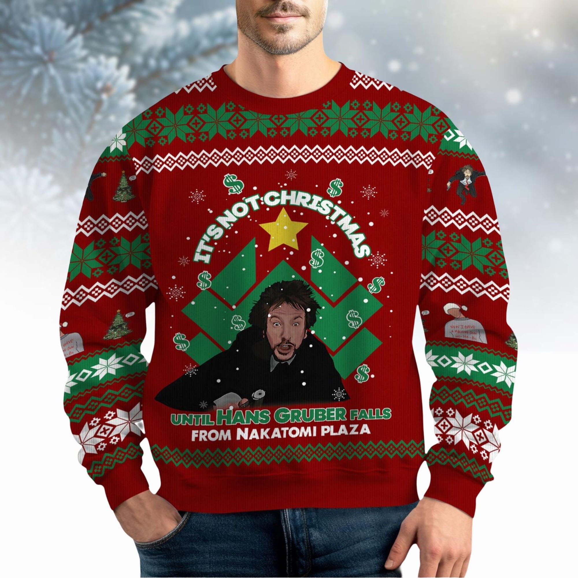 Nakatomi Plaza Christmas Party 1988 Sweater, Hans Gruber Xmas Sweater, 80s Christmas Movie Sweater, Movie Ugly Christmas Sweater