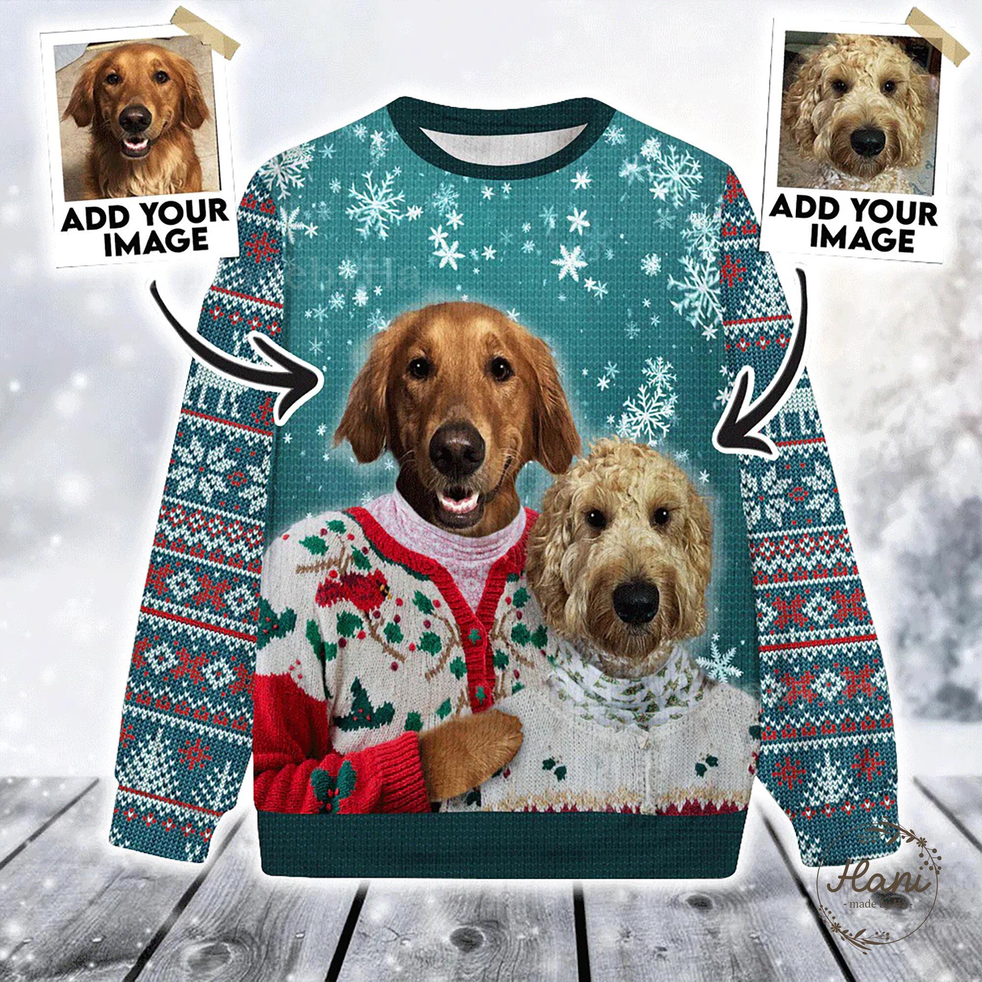 Custom Pet Ugly Sweater, Personalized Multiple Pets Face, Funny Knit Sweater for Dog Lovers, Gift for Pet Owners