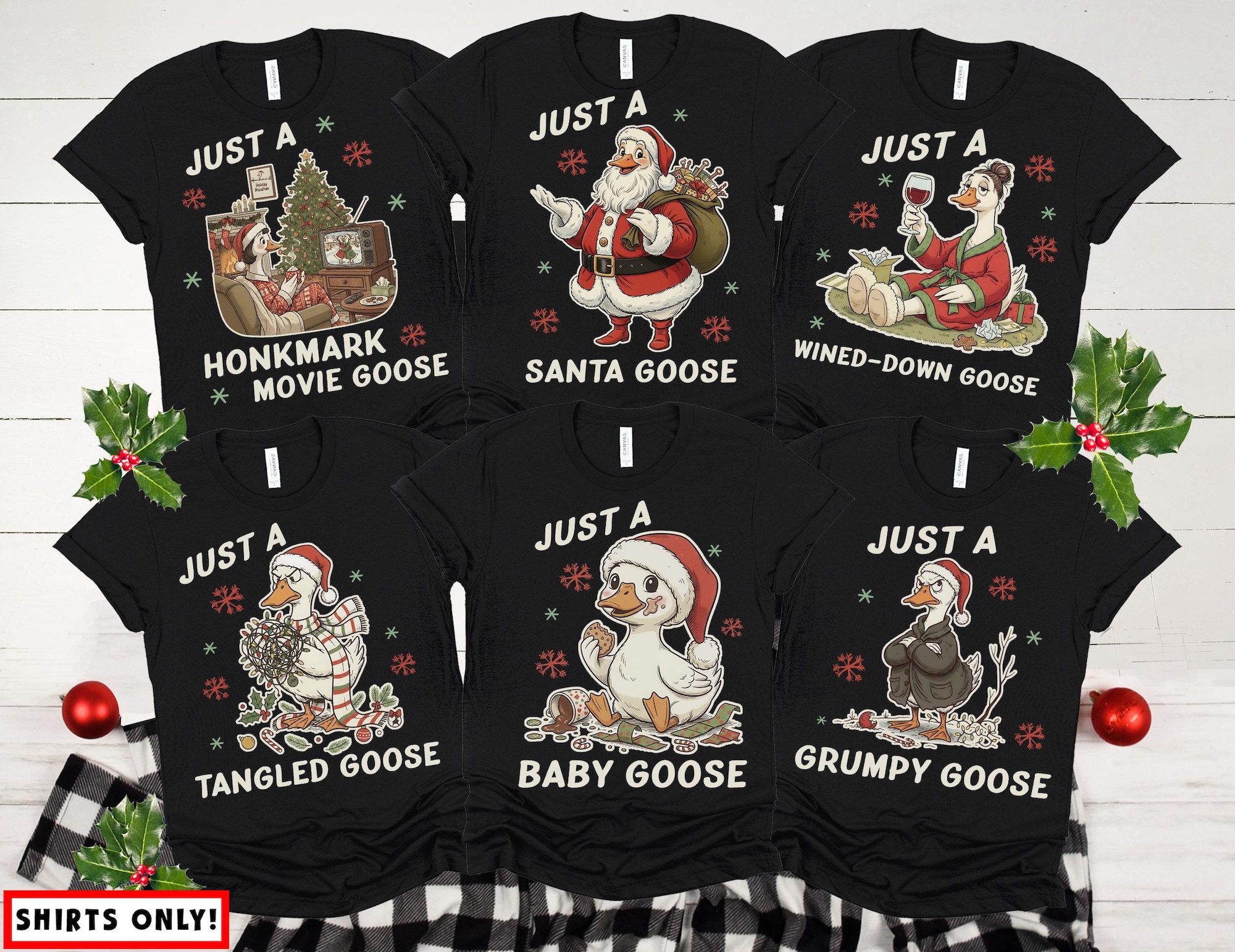Goose Christmas Shirts Family Goose Shirts Silly Christmas Goose Gifts Funny Matching Family Goose TShirts Farm Christmas Shirts for Family