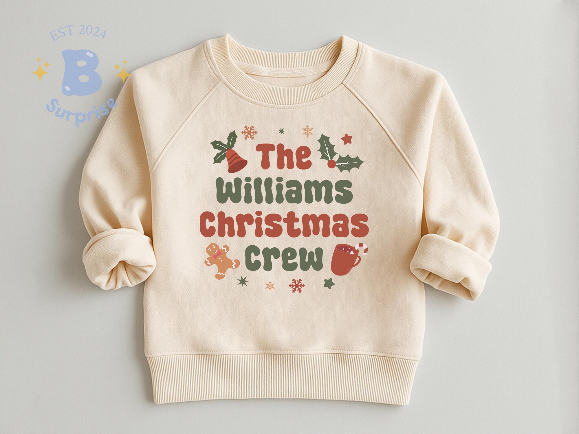 il_2000xN.7271412363_dy30.jpg Personalized Christmas Crew Family Shirt – Custom Name Holiday Natural Tee or Bodysuit – Festive Gingerbread Design