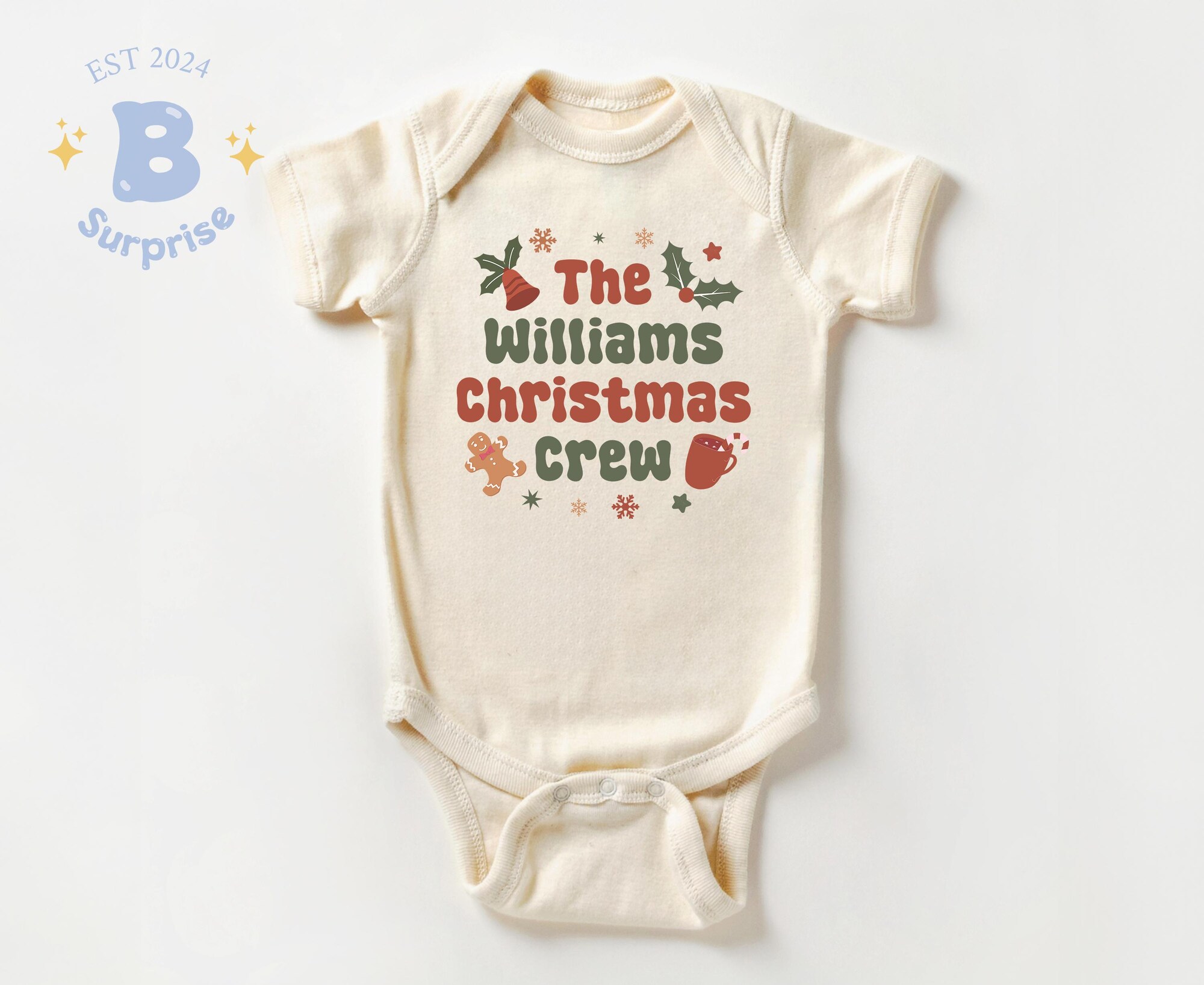 il_2000xN.7271412385_qzys.jpg Personalized Christmas Crew Family Shirt – Custom Name Holiday Natural Tee or Bodysuit – Festive Gingerbread Design