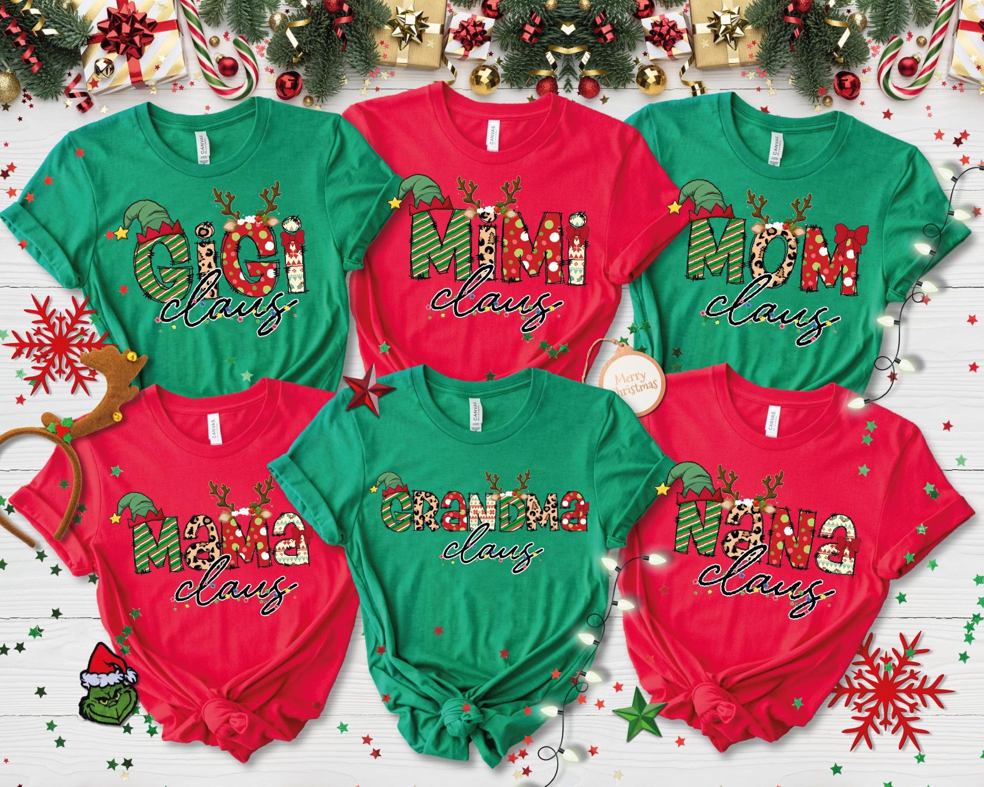 Christmas Family Claus T-shirt, Christmas Mama Nana Gigi Mimi Mom Grandma Claus Shirt, Custom Family Claus Tee