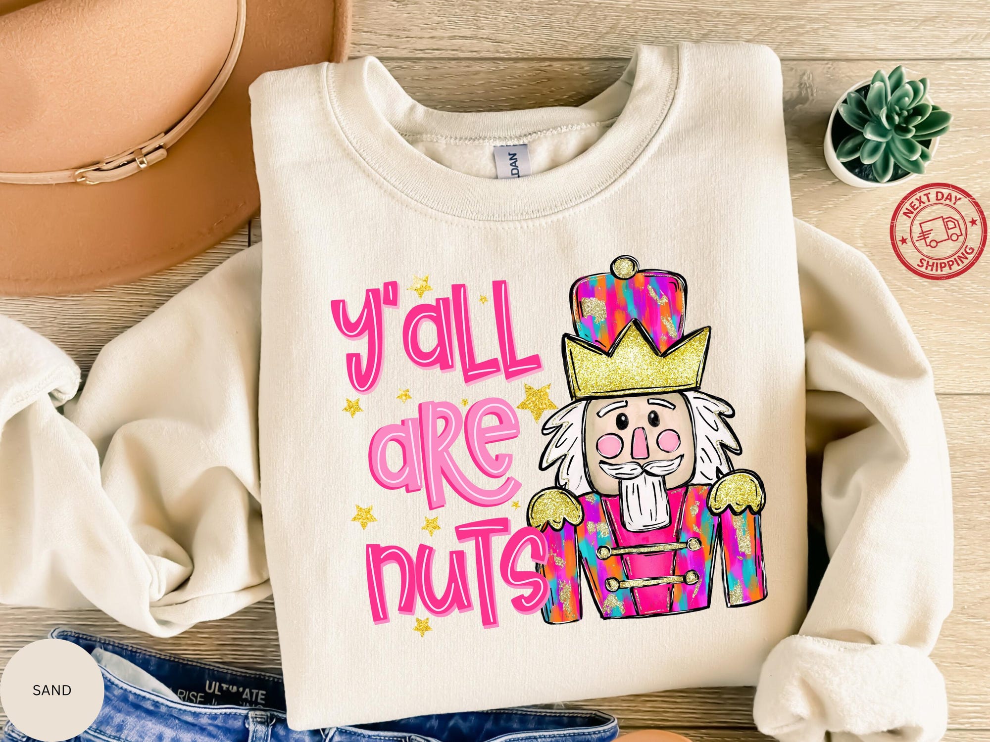 Y’all Are Nuts Christmas Sweatshirt, Funny Nutcracker Shirt, Cute Holiday Crewneck, Retro Christmas Top, Xmas  Graphic Tee