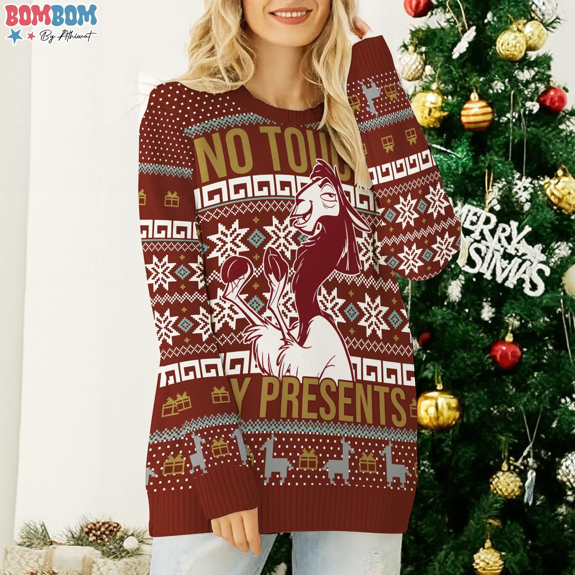 il_2000xN.7272449746_p5c6.jpg No Touchy My Presents The Emperor’s New Groove Ugly Christmas Sweater, Disneyland Emperor’s New Groove Sweater, Christmas Holiday Sweater