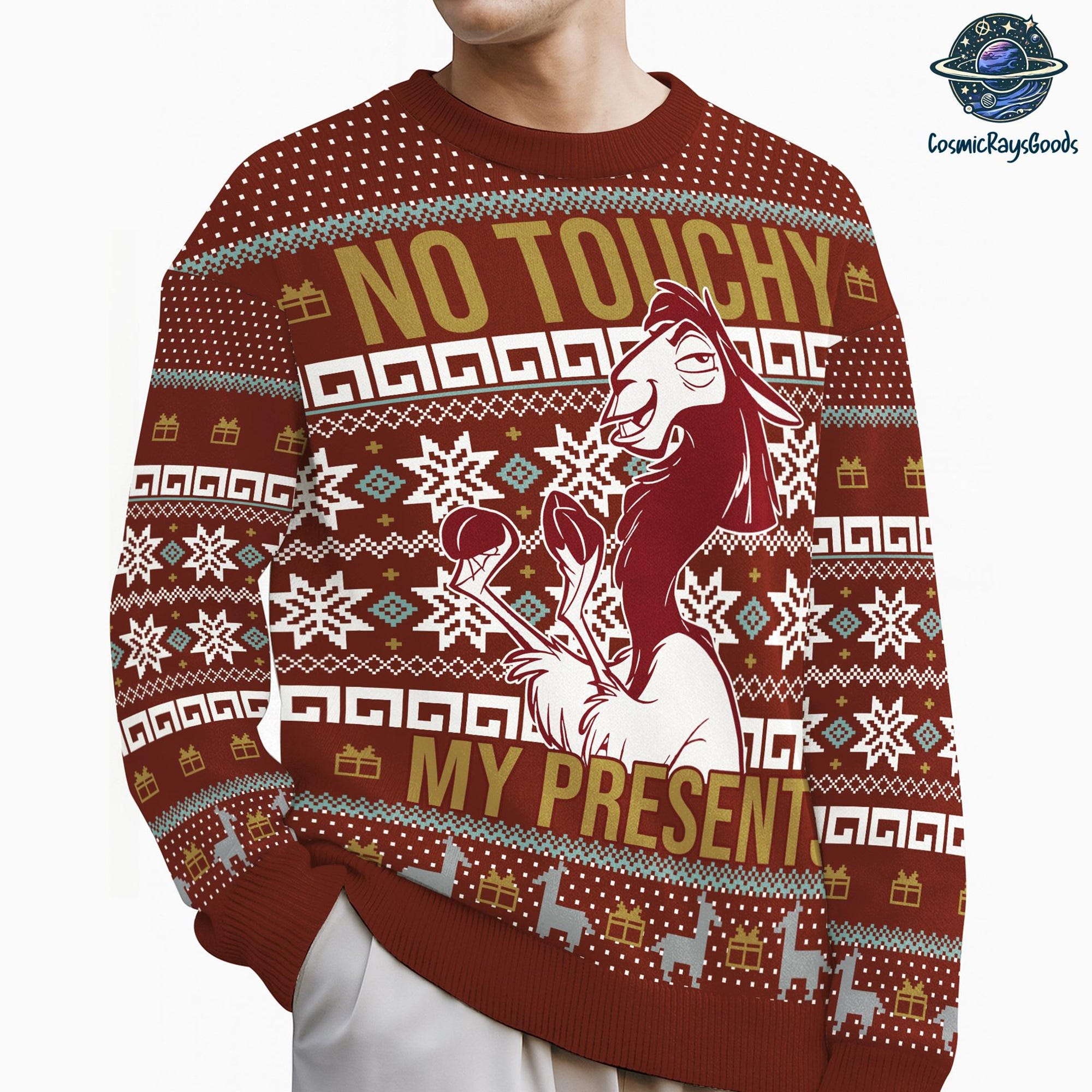 il_2000xN.7272690712_7jgq.jpg No Touchy My Presents The Emperor’s New Groove Ugly Christmas Sweater, Disneyland Emperor’s New Groove Sweater, Christmas Holiday Sweater