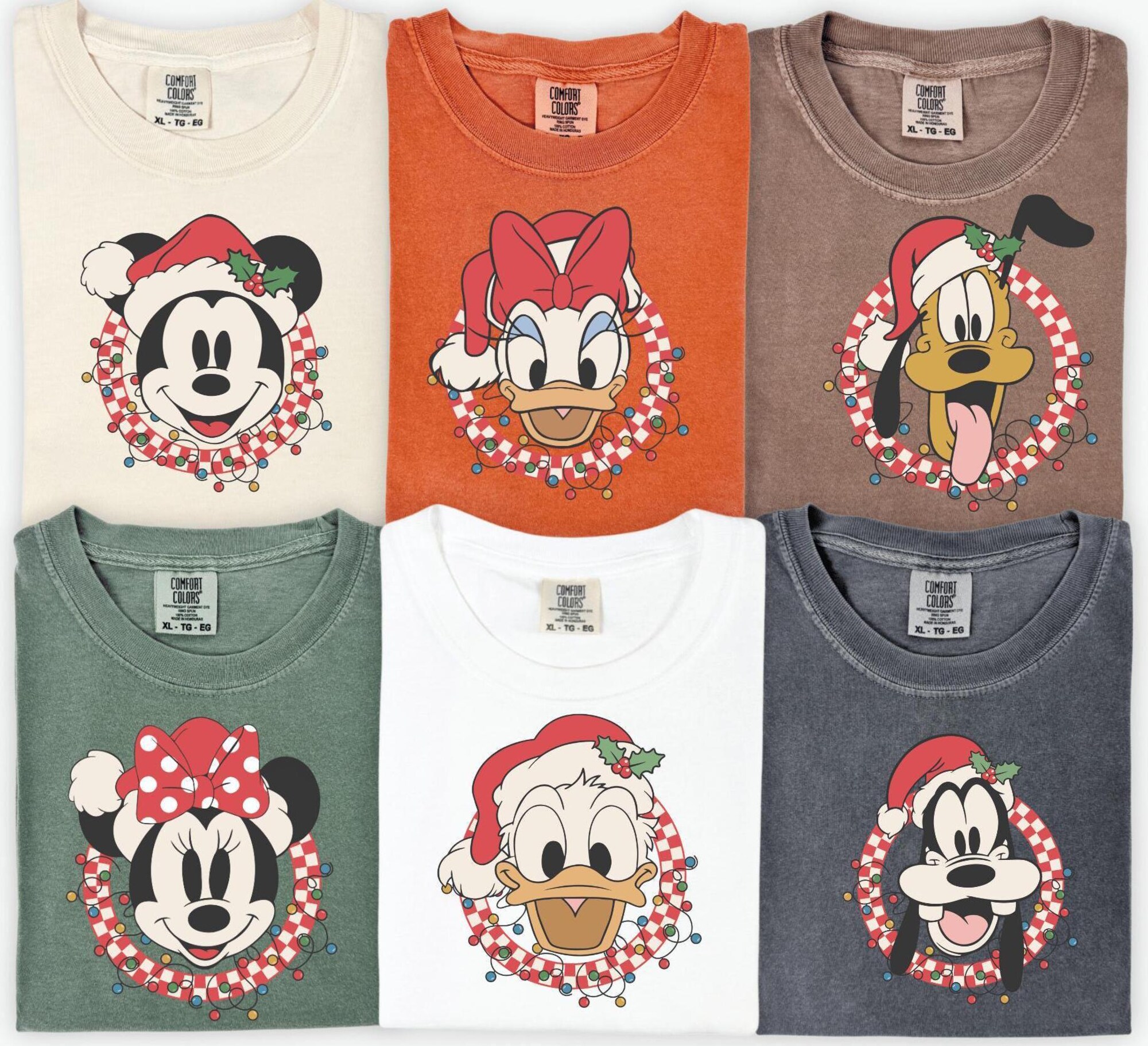 Retro Disney Matching Characters Christmas Trip T-Shirt | Vintage Mickey, Minnie, Donald, Goofy, Pluto Holiday Tee Comfort Colors® Shirt