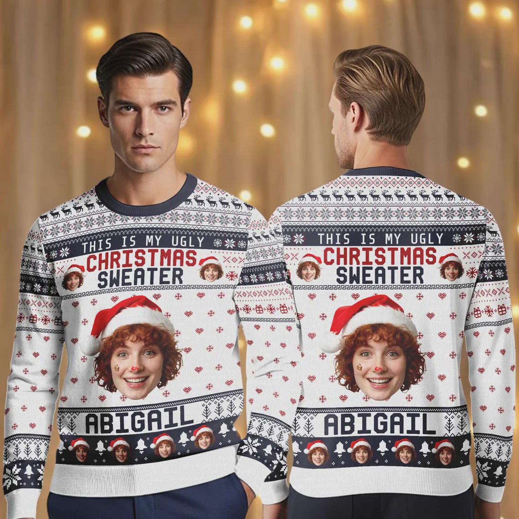 Custom Name This is My Christmas Ugly Sweater, Photo Ugly Xmas Ugly Sweater, Personalized Kids Faces Family Christmas Ugly Matching Gift