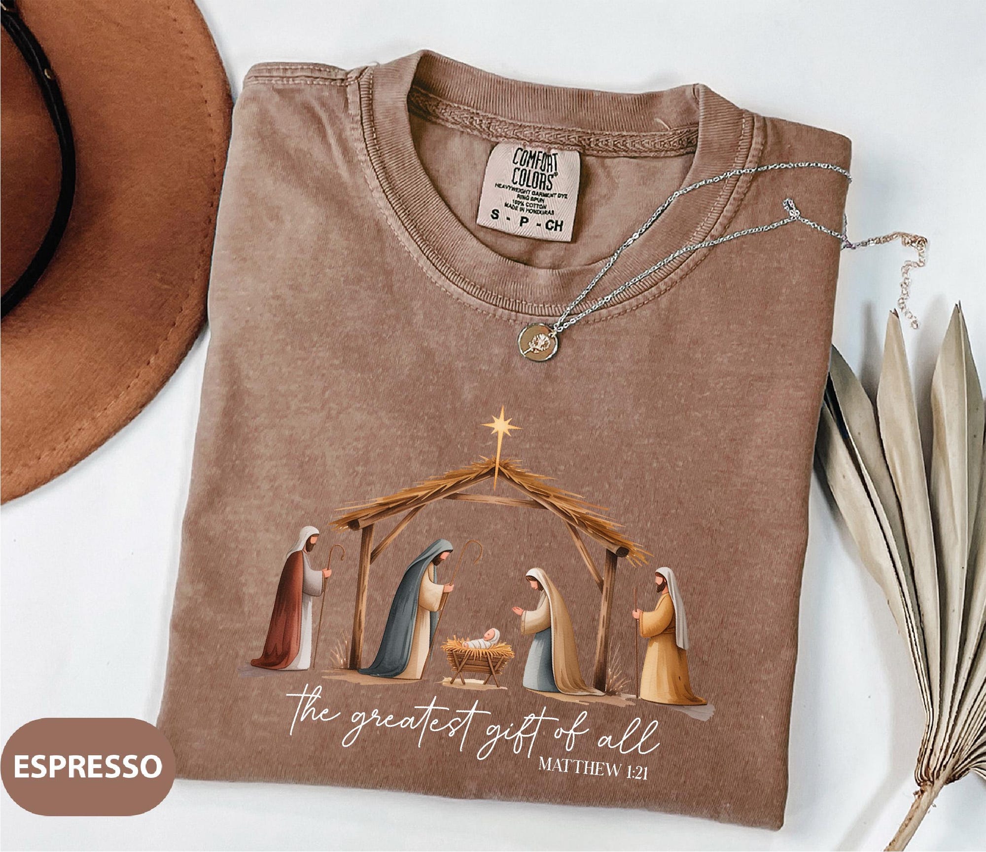 Comfort Colors® Greatest Gift of All Shirt, Nativity Shirt, Family Christmas Gift, Jesus Shirt, Religious Christmas Shirt, Bible Verse Shirt