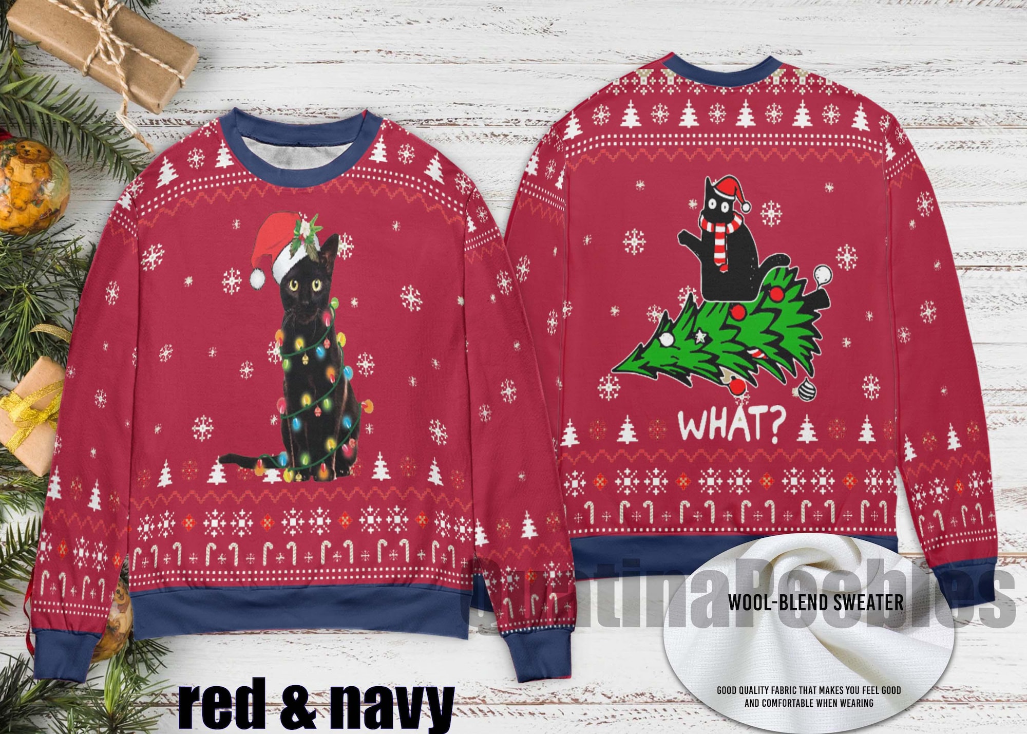 Meowy Cat Ugly Christmas Sweater, Cat  Christmas Ugly Sweater, Funny Cat Lovers Xmas Gifts, Gift For Men Women, Christmas Ugly Sweater