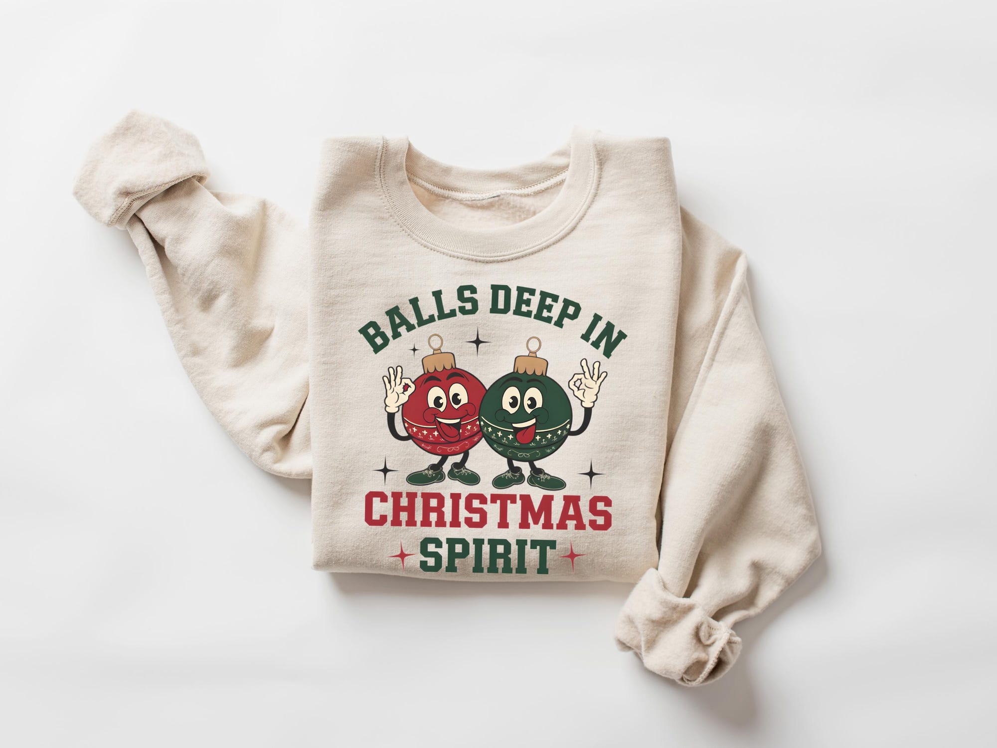 Balls Deep In Christmas Spirit Sweatshirt, Funny Holiday Tshirt, Sarcastic Christmas Gift, Humor Holiday Shirt, Women’s Christmas Crewneck