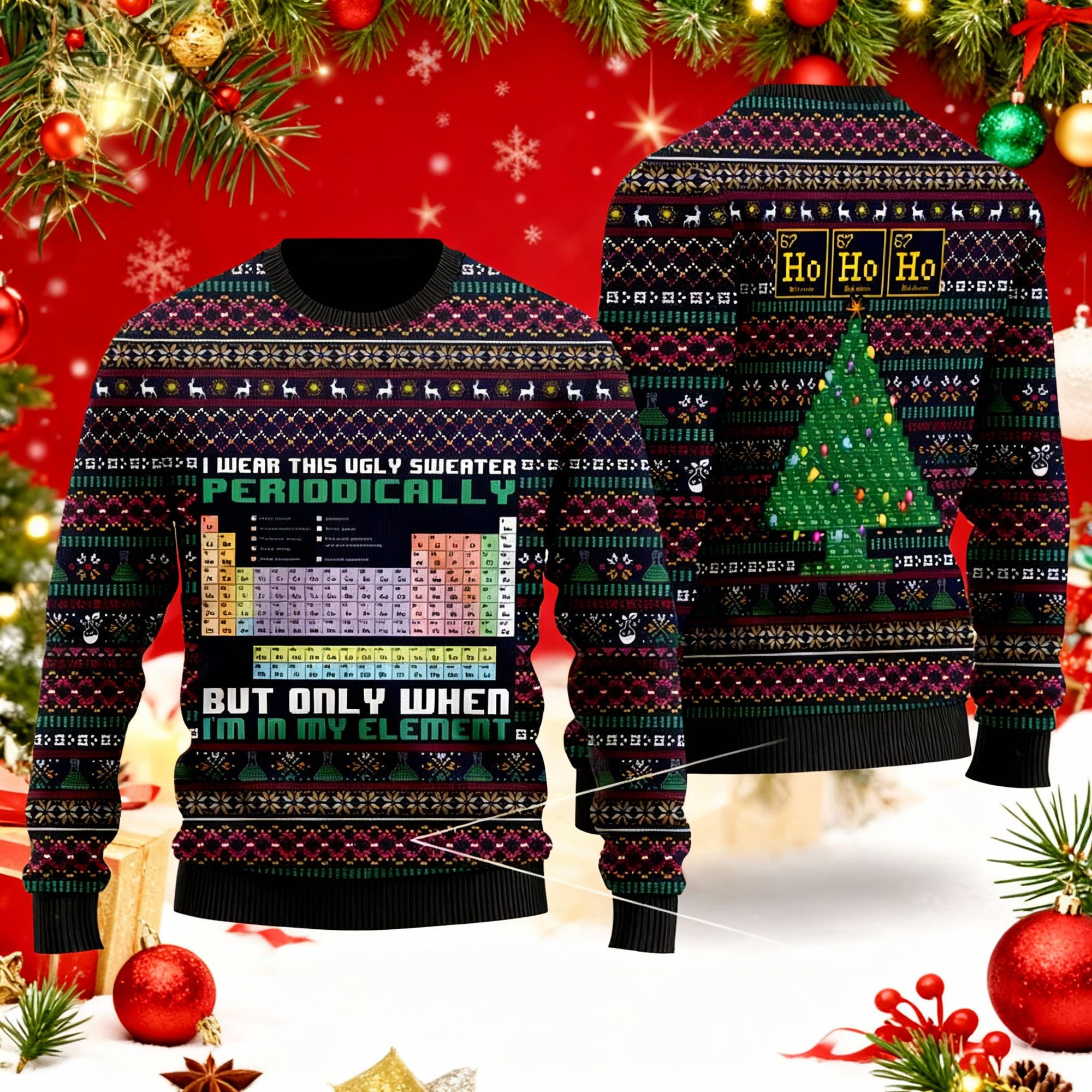 Ugly Christmas Sweater Chemist Gift, I Wear This Ugly Sweater Periodically, Chemistry Sweater, Science Lover Gift, Funny Xmas Party Outfit