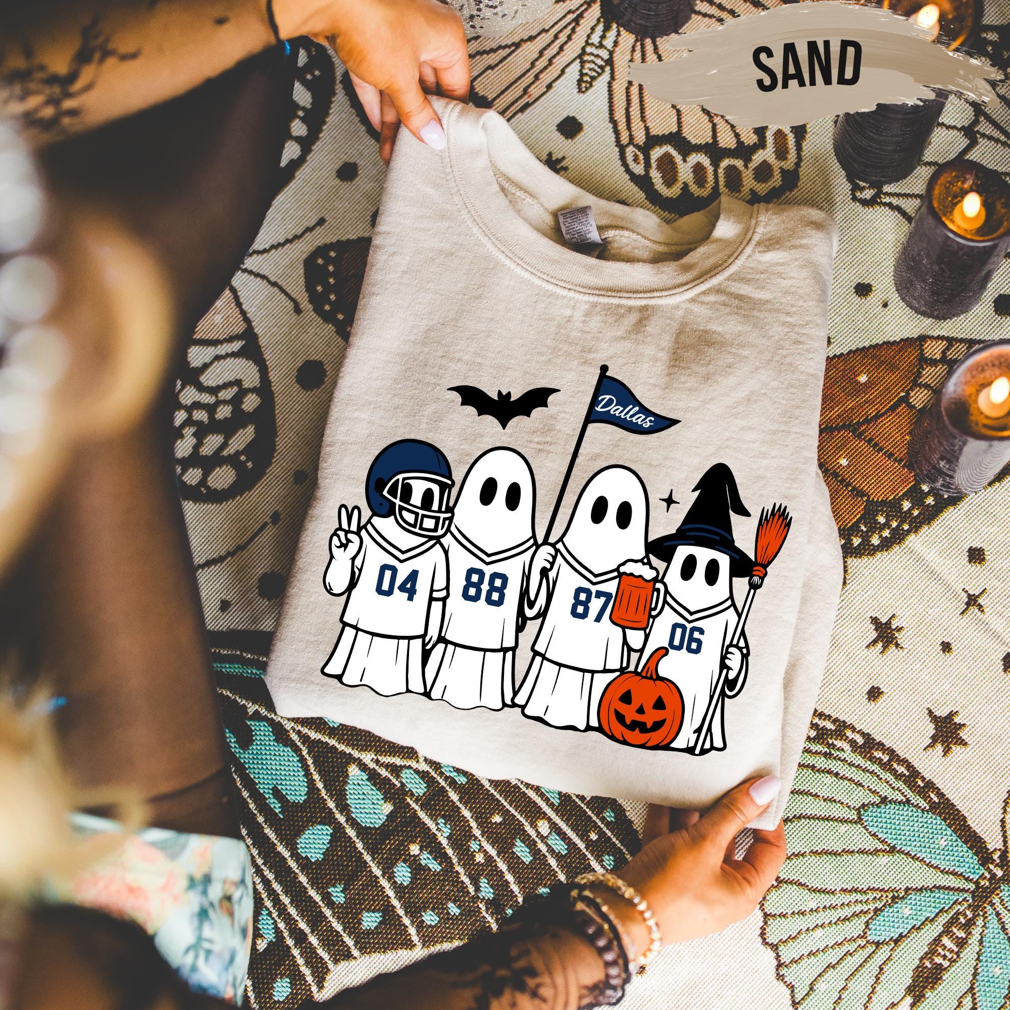 Dallas Halloween Ghost Sweatshirt: Spooky Football Season Pullover