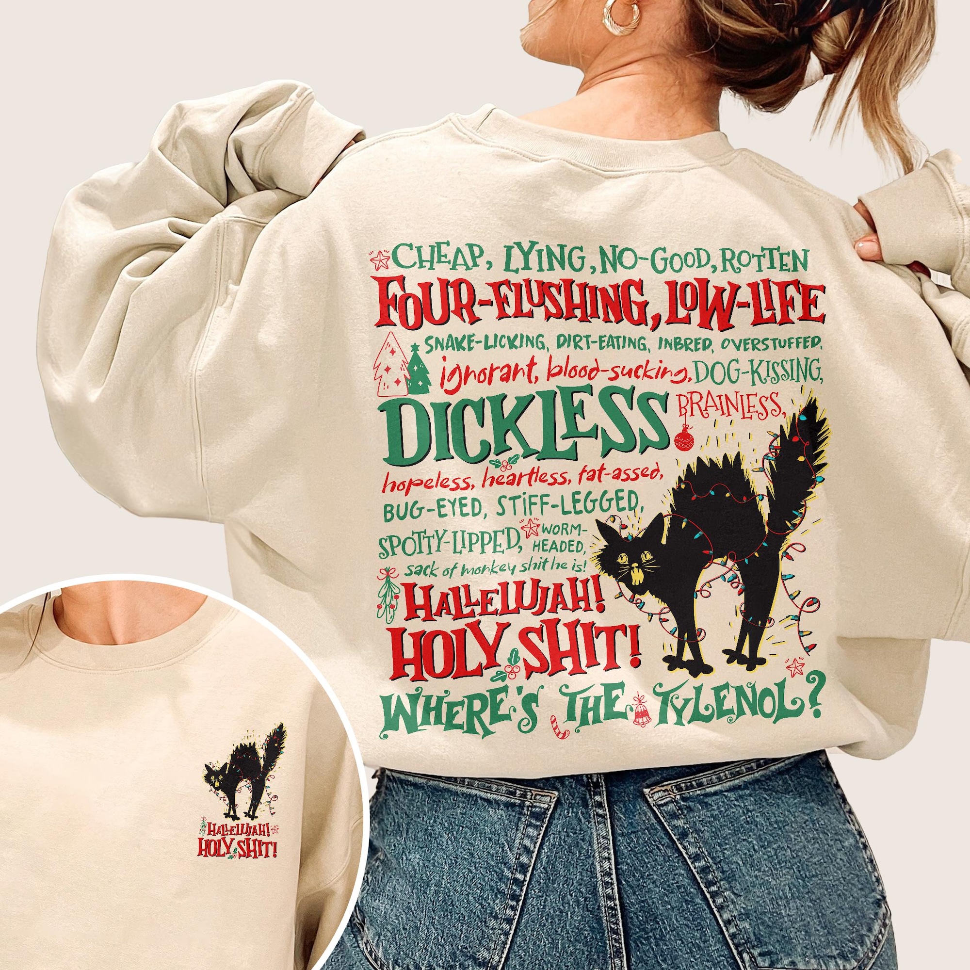 Hallelujah Holy Shit Where’s The Tylenol Sweatshirt, Dickless Crewneck, Christmas Vacation Rant Shirt, Griswold Family Christmas Hoodie