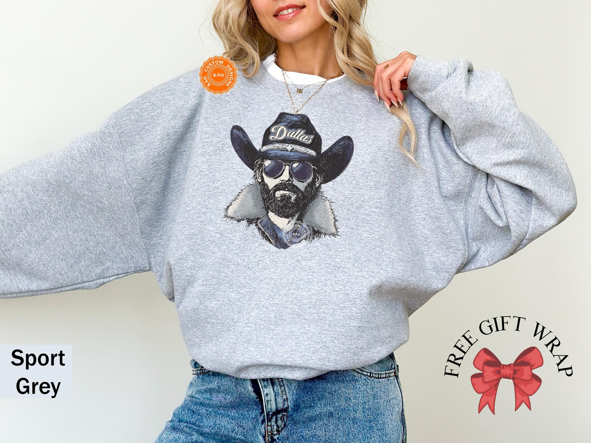 il_2000xN.7275204306_e8yc.jpg Dallas Mascot Sweatshirt: Cowboy Football Crewneck, Unisex Sports Gear, Game Day Spirit Shirts