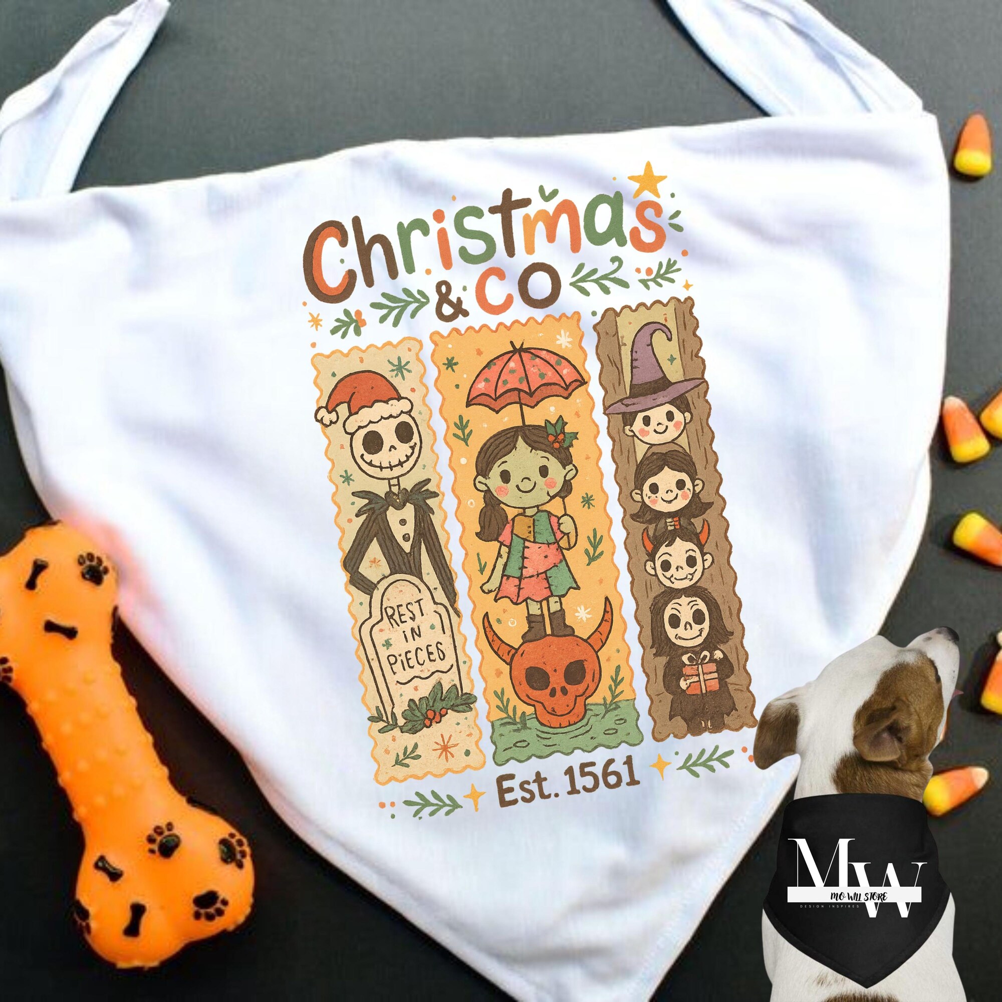 il_2000xN.7277209875_7ei6-1.jpg Comfort Colors® The Burtons Spooky Christmas Shirt, Gothic Holiday Sweatshirt, Cute Halloween Xmas T Shirt, Alternative Holiday Gift Bandana