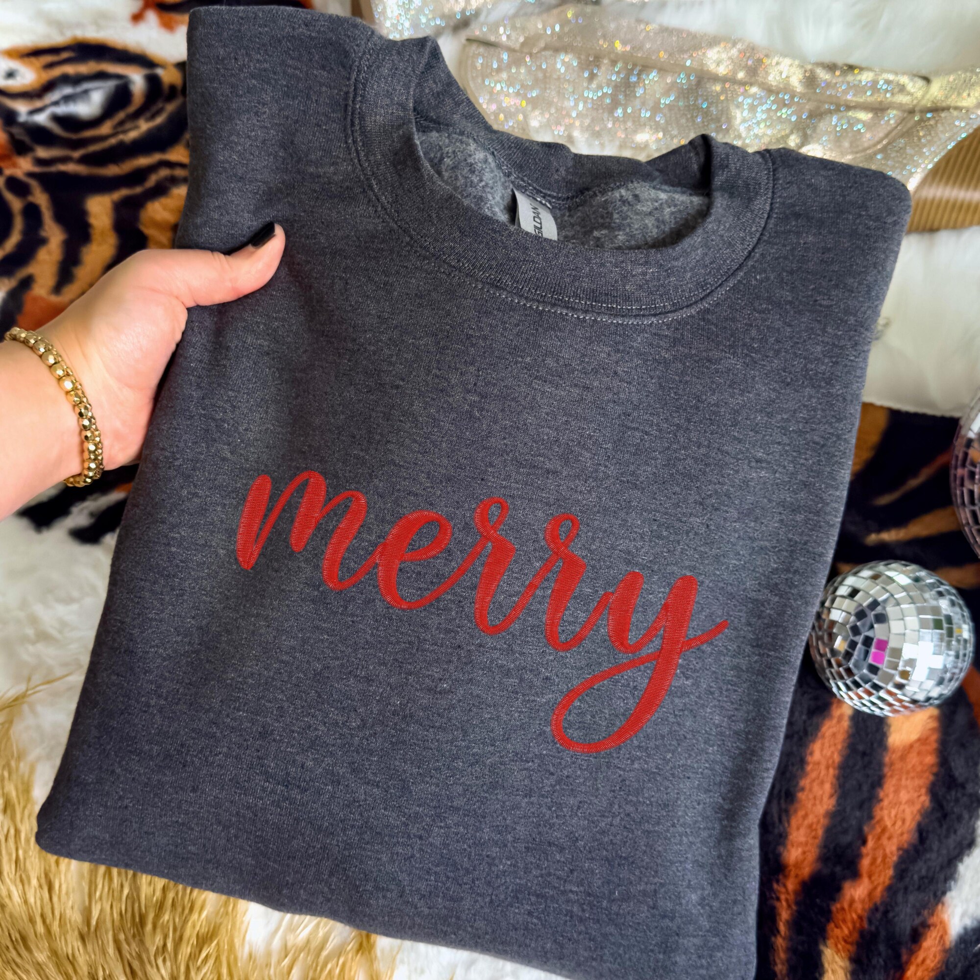 il_2000xN.7277864826_tgl4-3.jpg Embroidered Merry Sweatshirt - Merry Christmas Holiday Sweatshirt - Embroidered MERRY word Sweatshirt - Trendy Holiday Sweatshirt - Gift