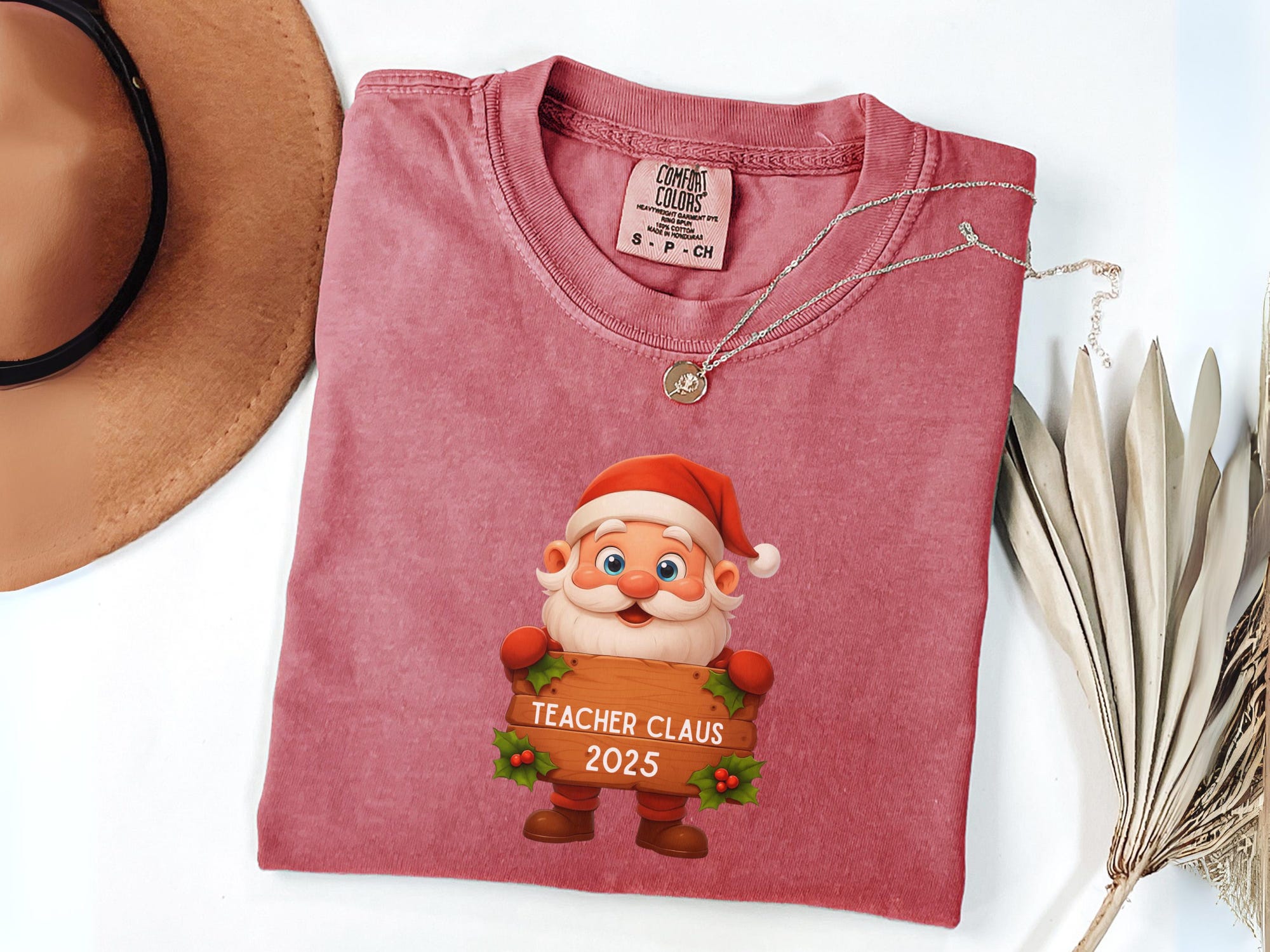 Comfort Colors® Teacher Claus Shirt, Christmas Teacher Gift 2025, Cute Santa Graphic Tee, Holiday School Outfit, Matching Staff Top