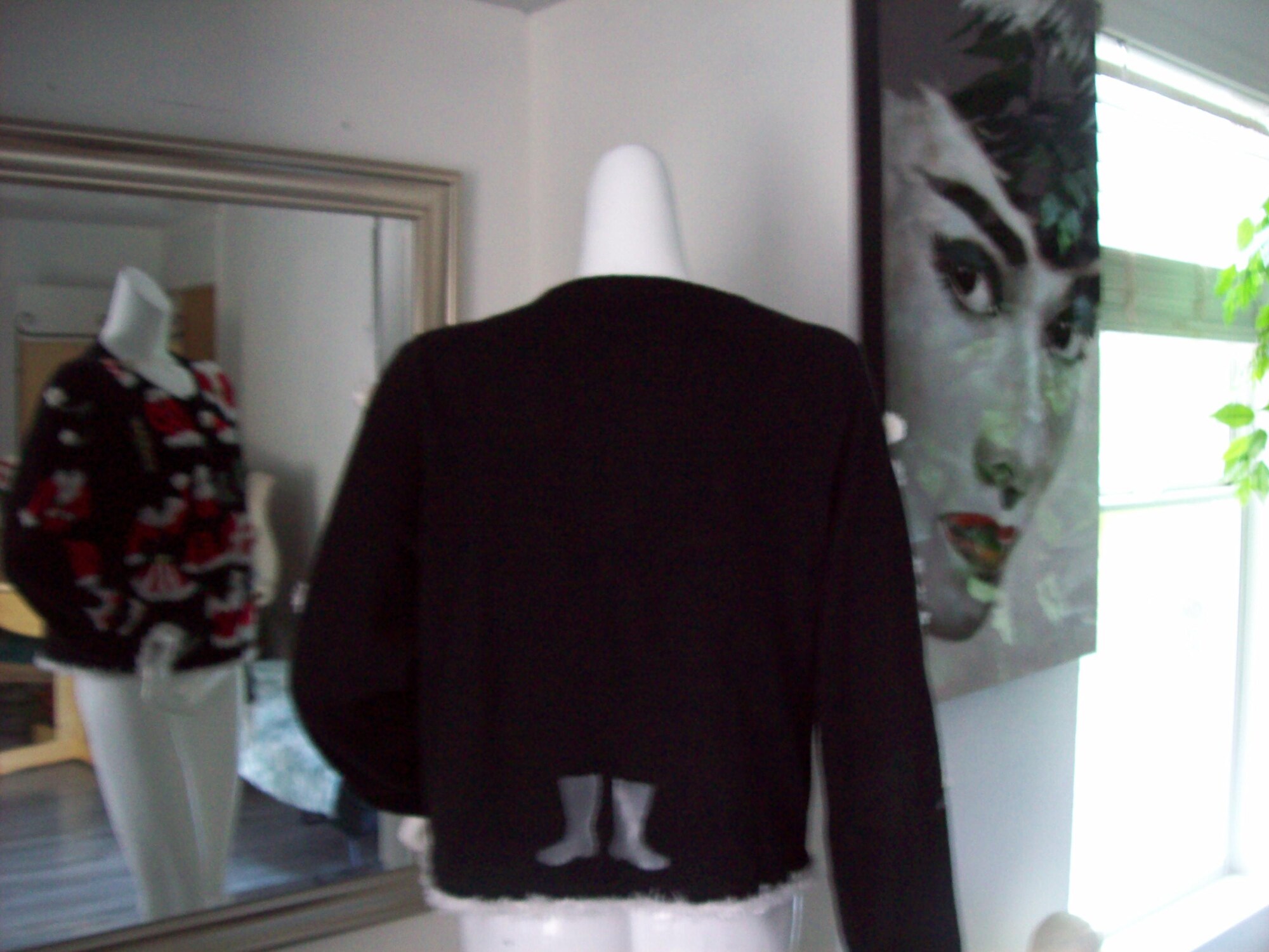 il_2000xN.7279636235_pckd.jpg Christmas Cardigan Ugliest XMas Knitted Sweater White Furry Trim Santa Suits Shoes Pattern Red Black Christmas Party Sz XL