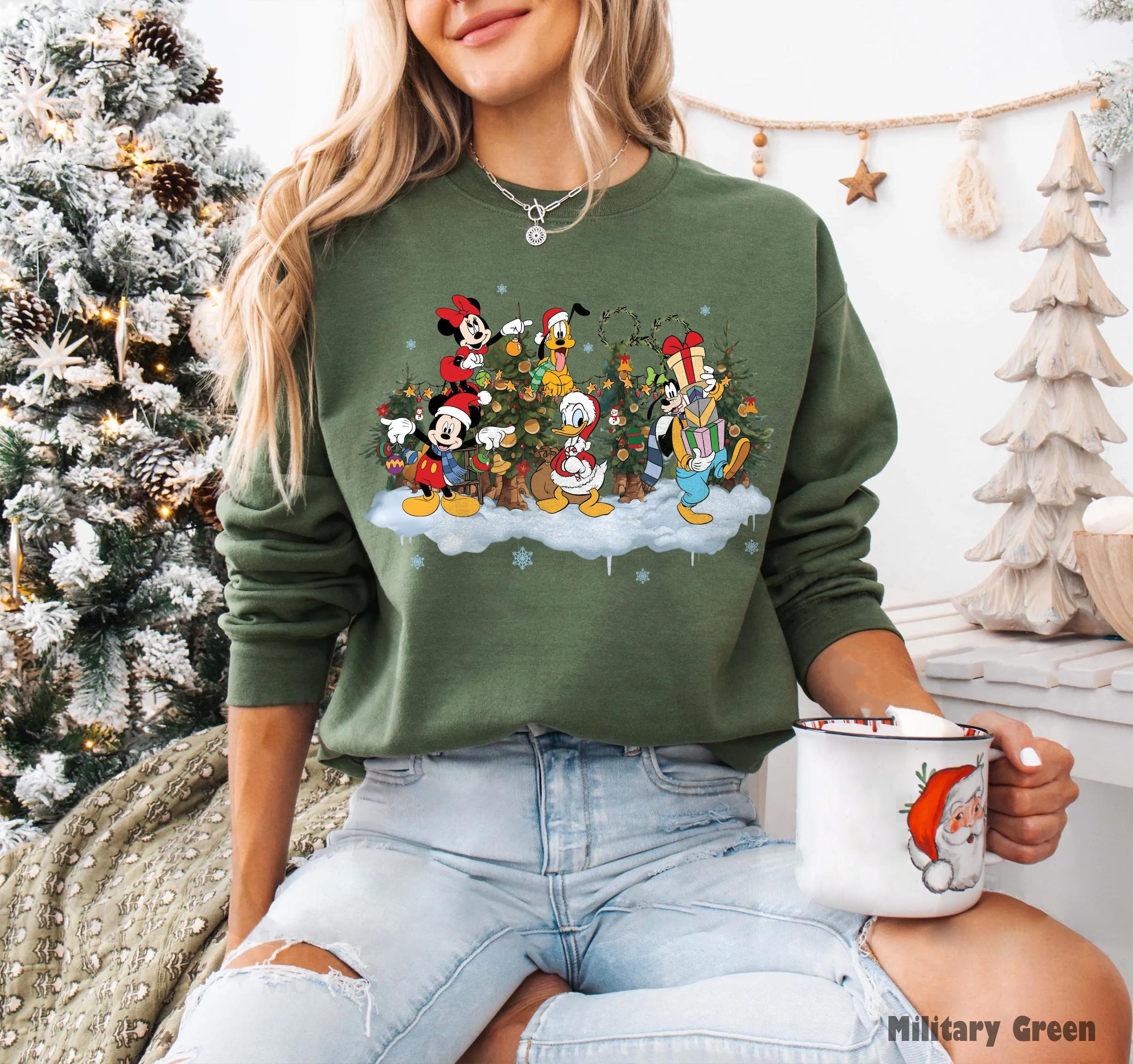 Vintage Mickey and Friends Christmas Sweatshirt, Disney Christmas Shirt, Disneyland Family Christmas Tee, Matching Disney Trip Outfits 2025