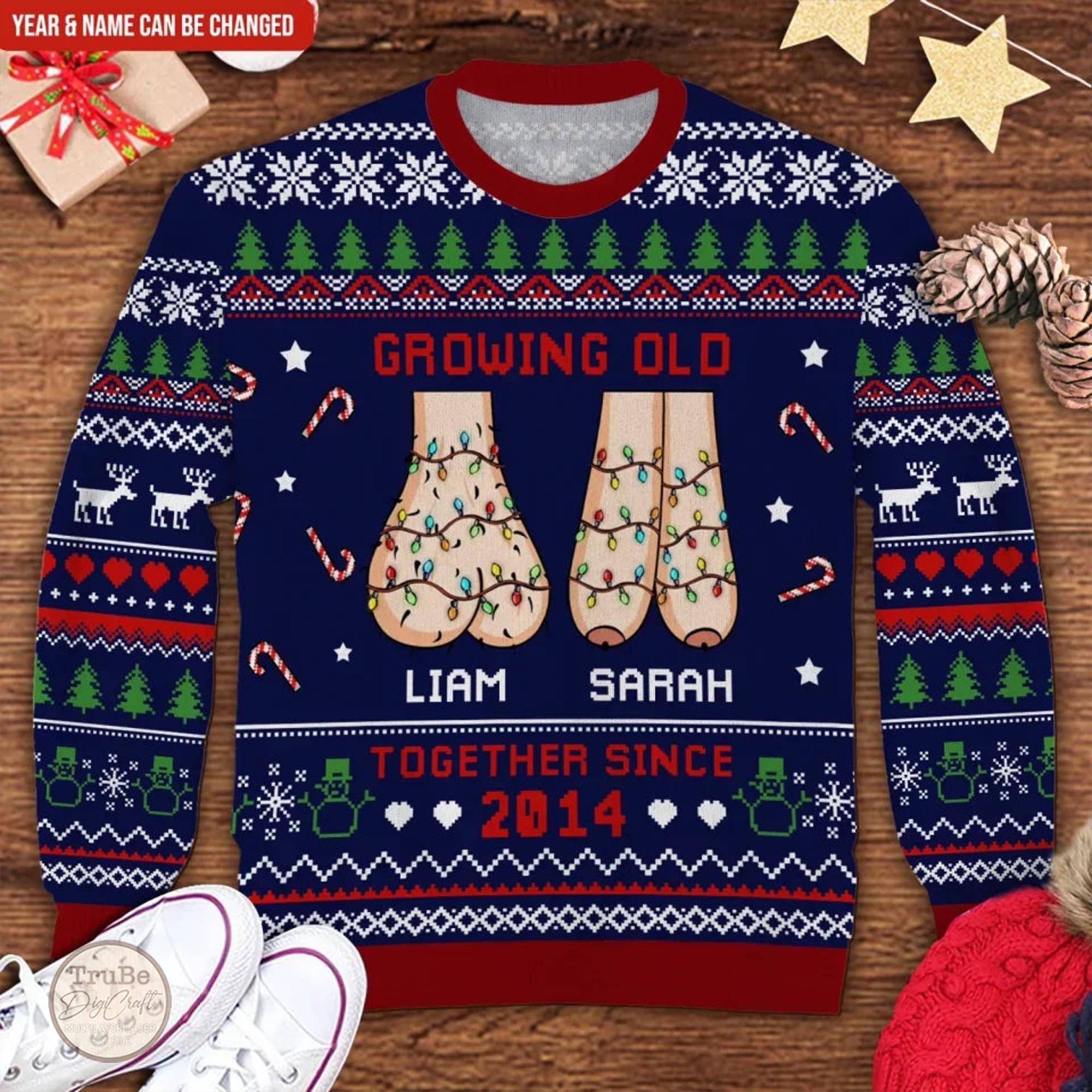 il_2000xN.7280176705_gp97.jpg Custom 'Growing Old Together' Funny Ugly Christmas Sweater