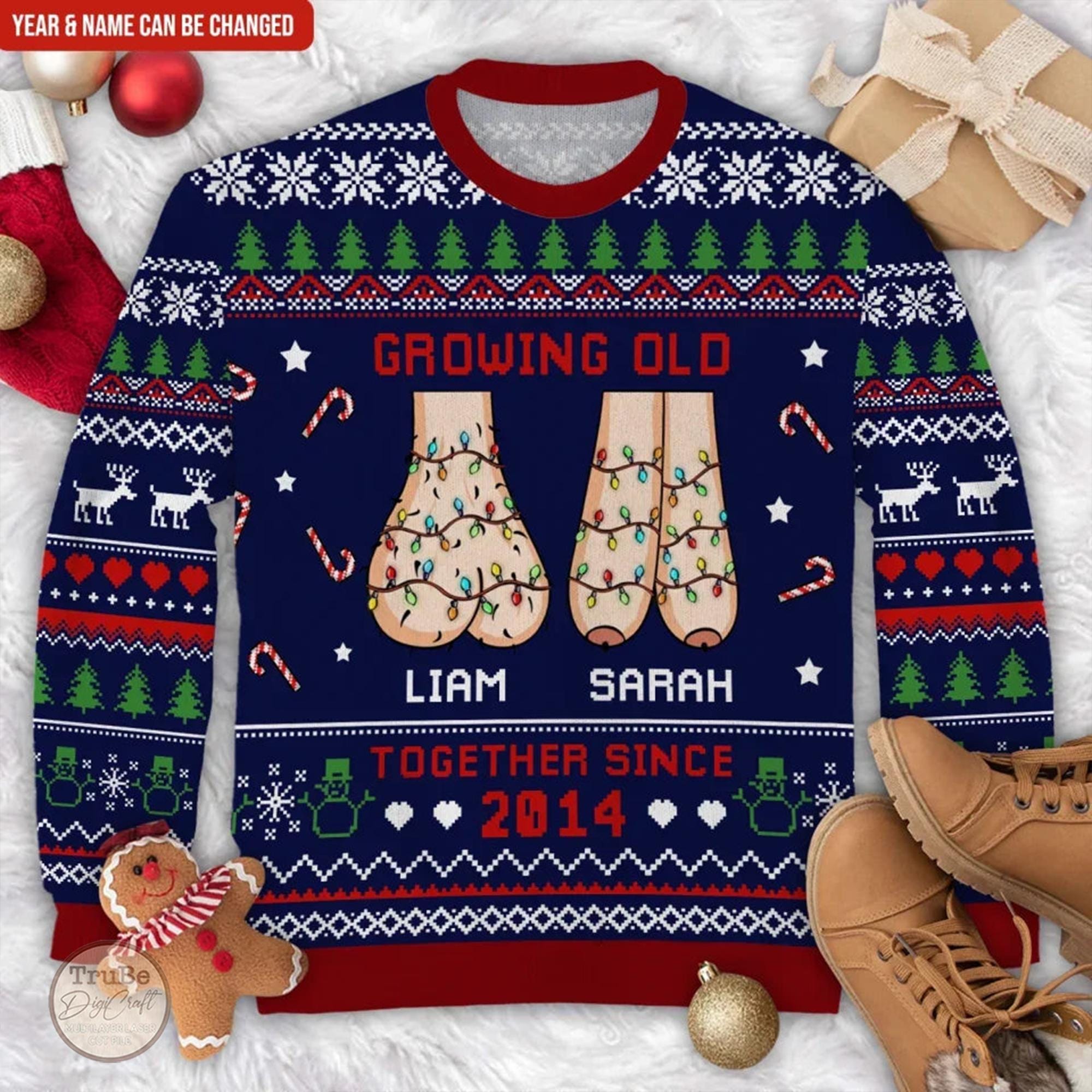 il_2000xN.7280176763_pqet.jpg Custom 'Growing Old Together' Funny Ugly Christmas Sweater