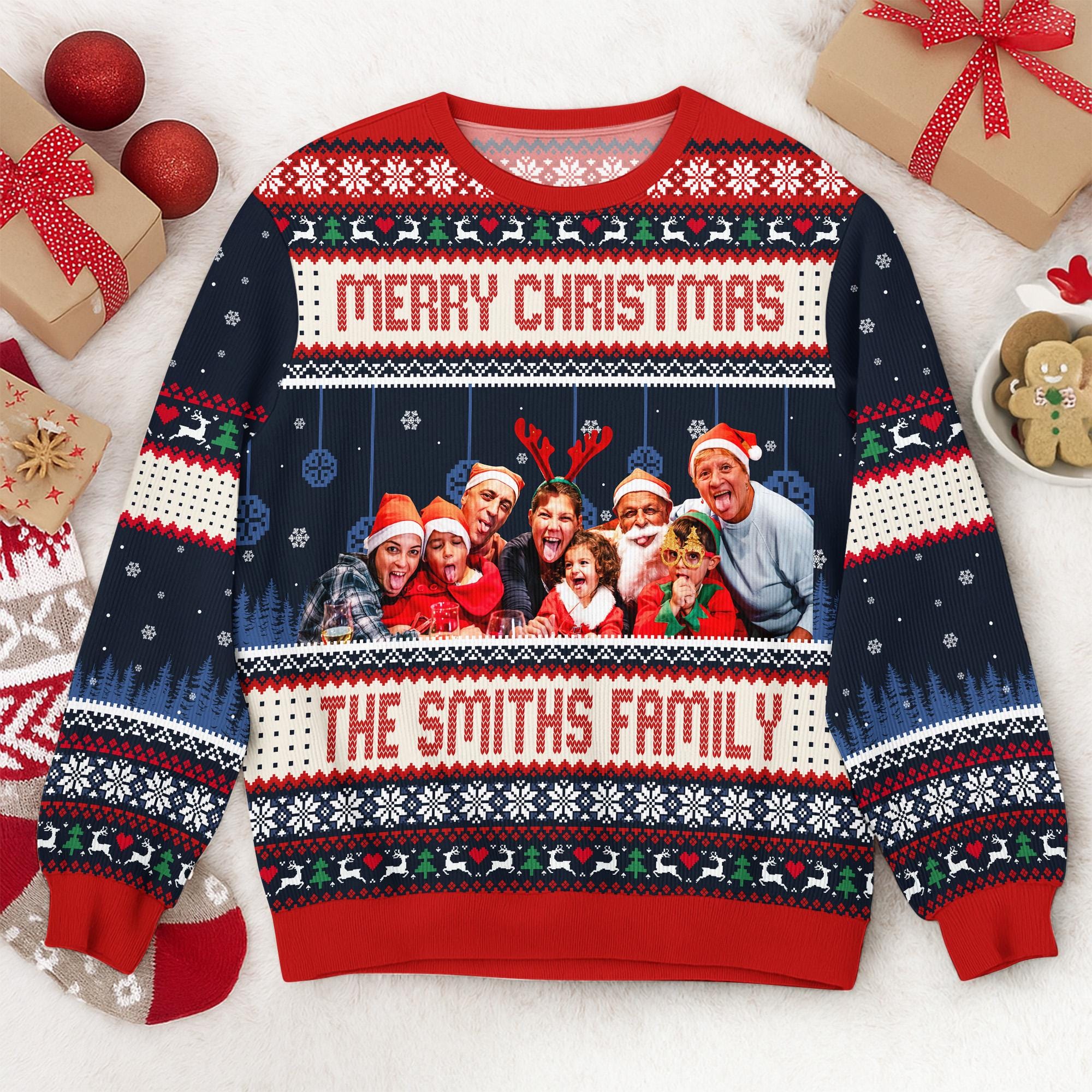 Custom Faces Funny Christmas Ugly Sweater, Gifts For Family, Personalized Family Photo Ugly Sweater, Christmas Gifts, Year End Party Sweater