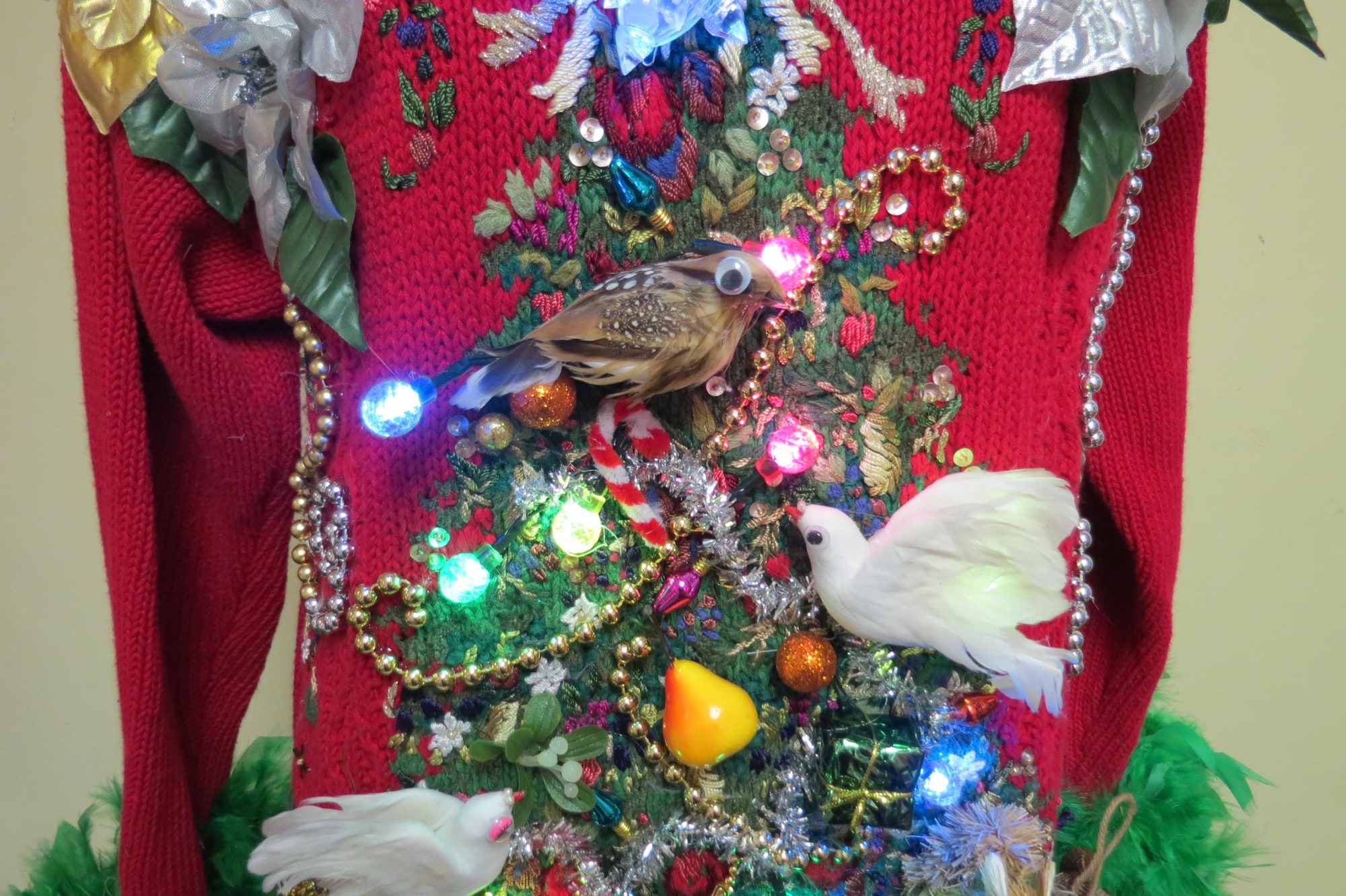 il_2000xN.7280585329_c6rd-1.jpg 2 Turtle Doves, a Partridge. a squirrel and Pear in a Christmas Tree Tacky Ugly Christmas Sweater Feathers Womens Small