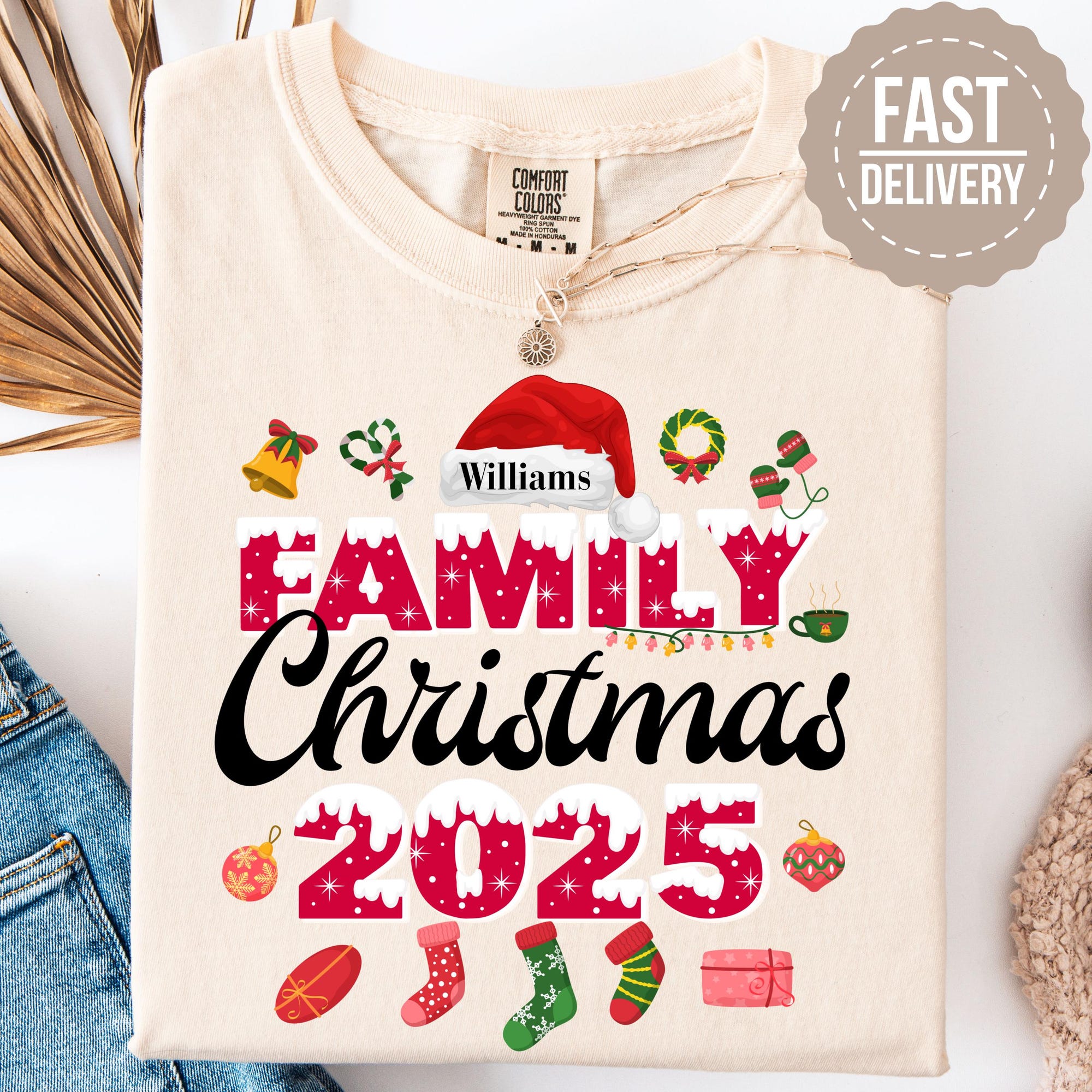 Custom Family Christmas 2025 Shirts Family Matching Holiday T-Shirts Personalized Christmas Tees for Families Xmas Outfit Ideas Holiday Gift